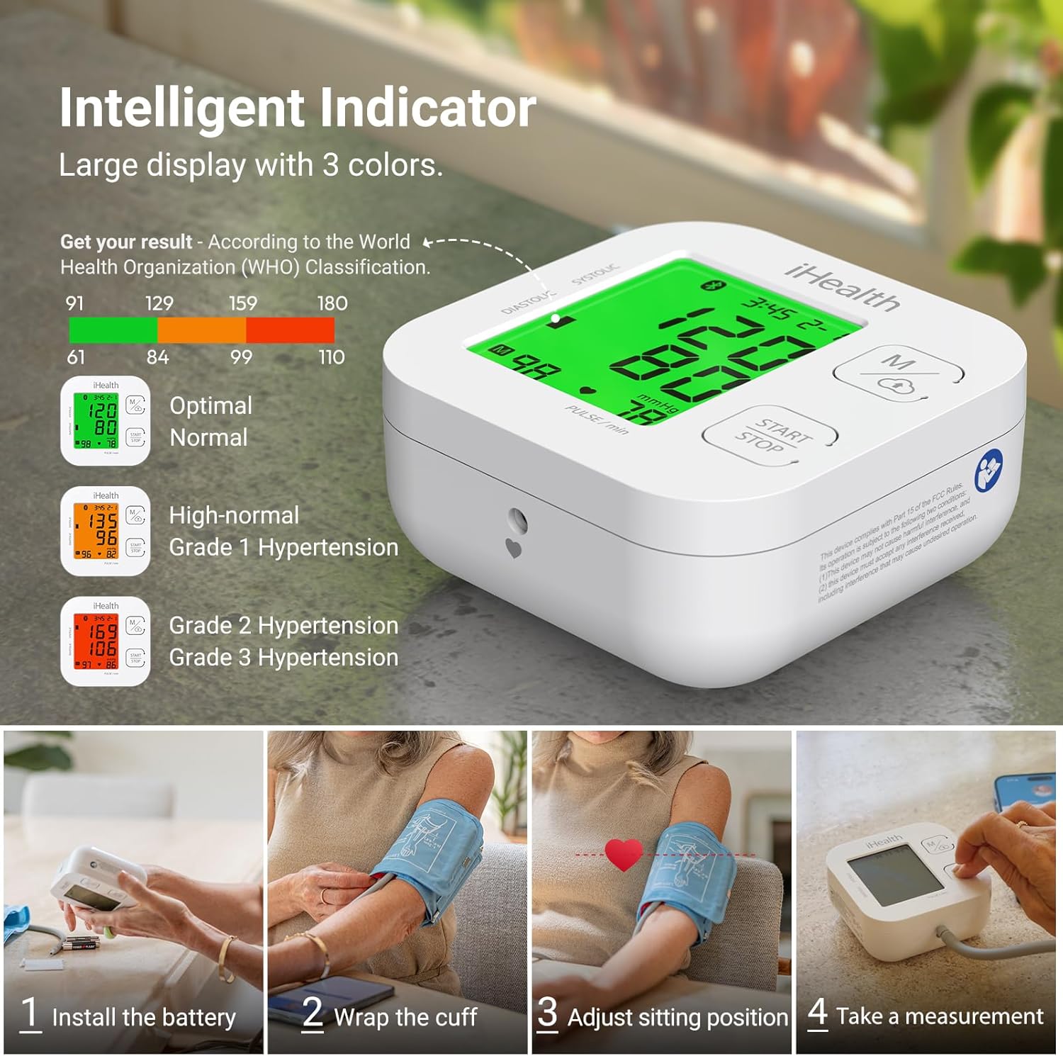 iHealth Track smart upper arm blood pressure monitor with wide range Bluetooth cuff

