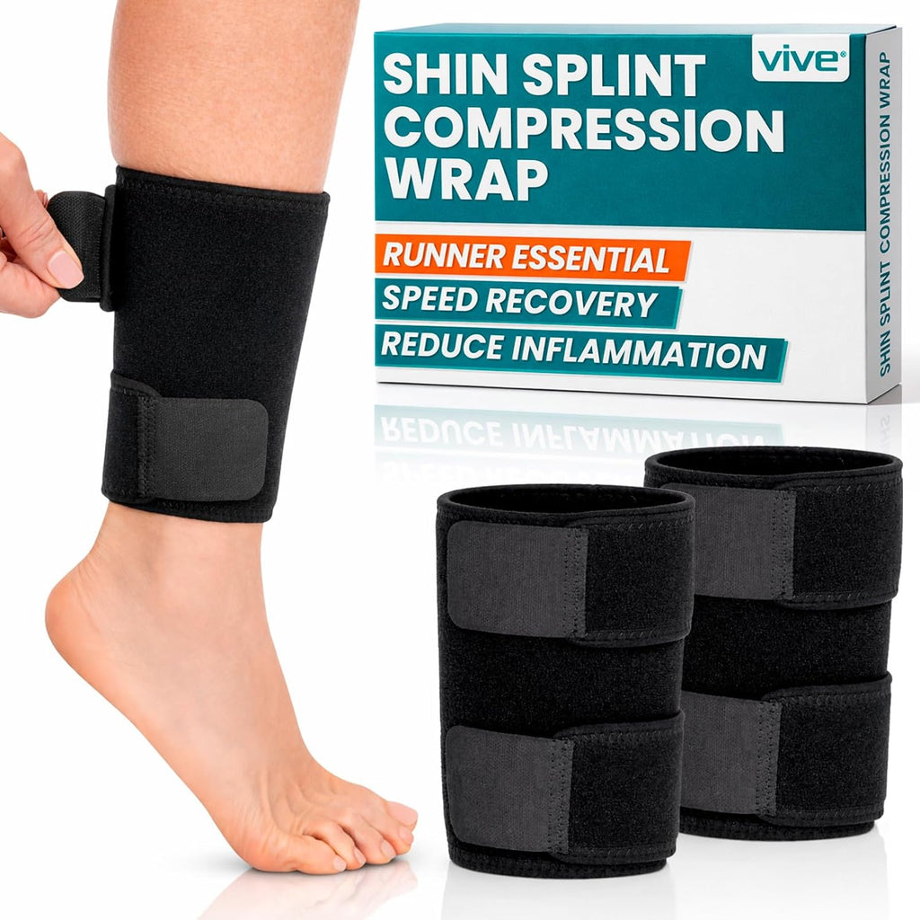 Vive Shin Splint Compression Wrap - Adjustable Brace for Lower Leg Support

