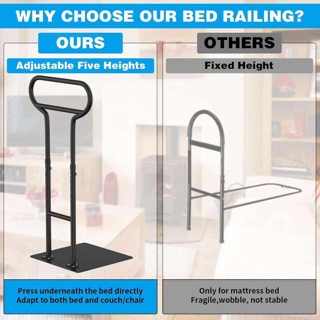 THOOUM Adjustable Bed Rail for Elderly Safety, Stand Assist Handle

