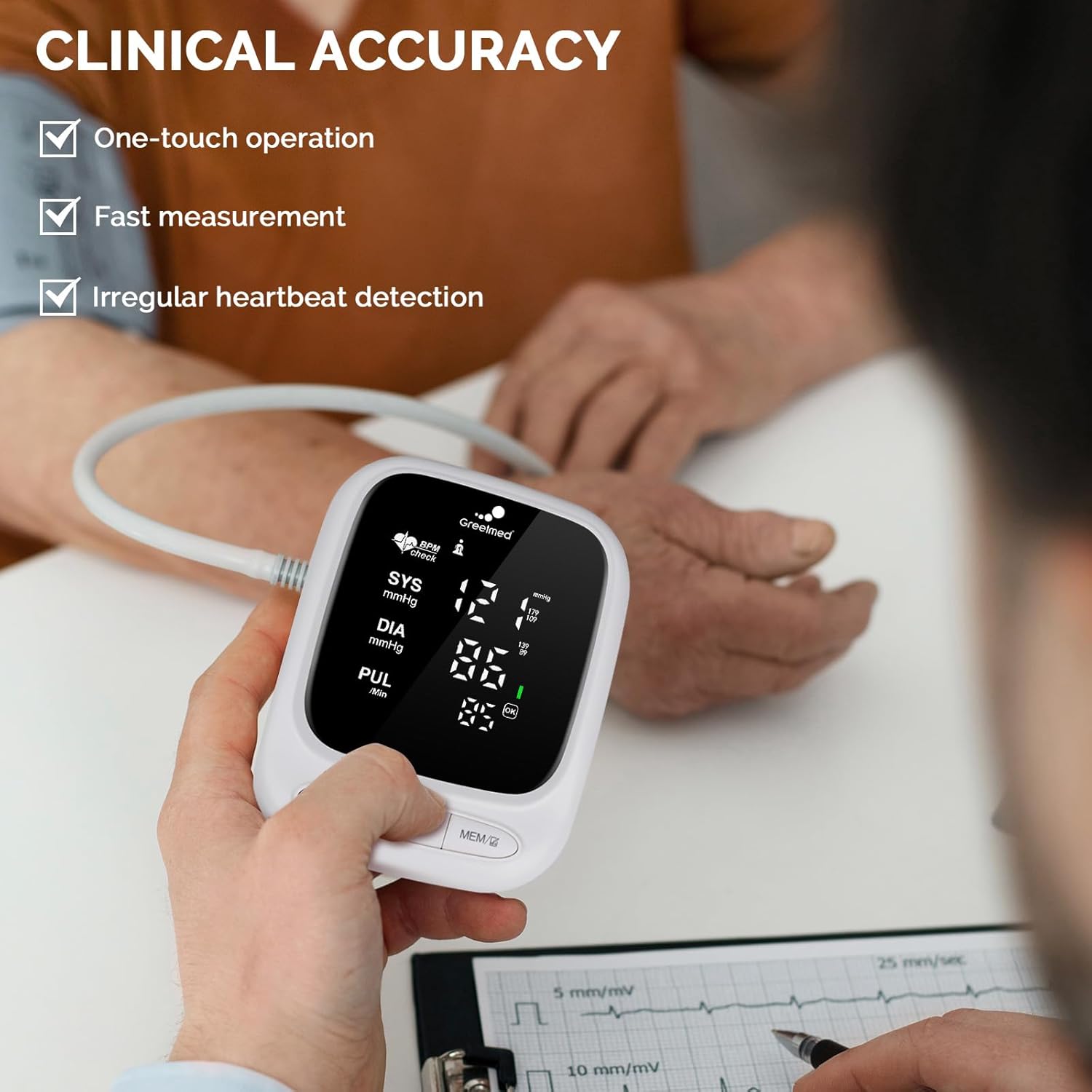 Upper Arm Automatic Blood Pressure Monitor with Talking Display and Rechargeable Battery

