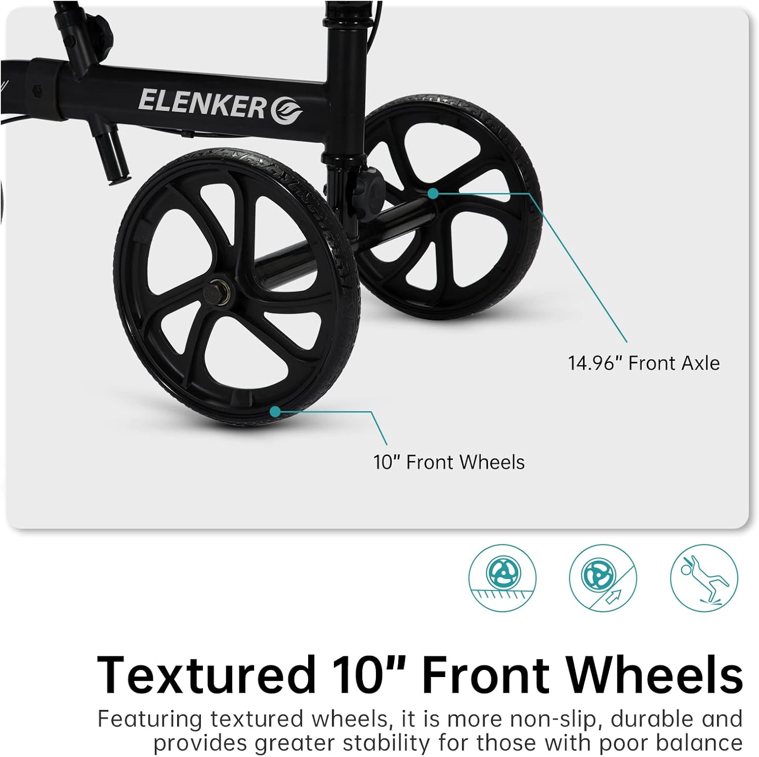 ELENKER Knee Walker Scooter with 10 in Front Wheels, Dual Braking, Adjustable

