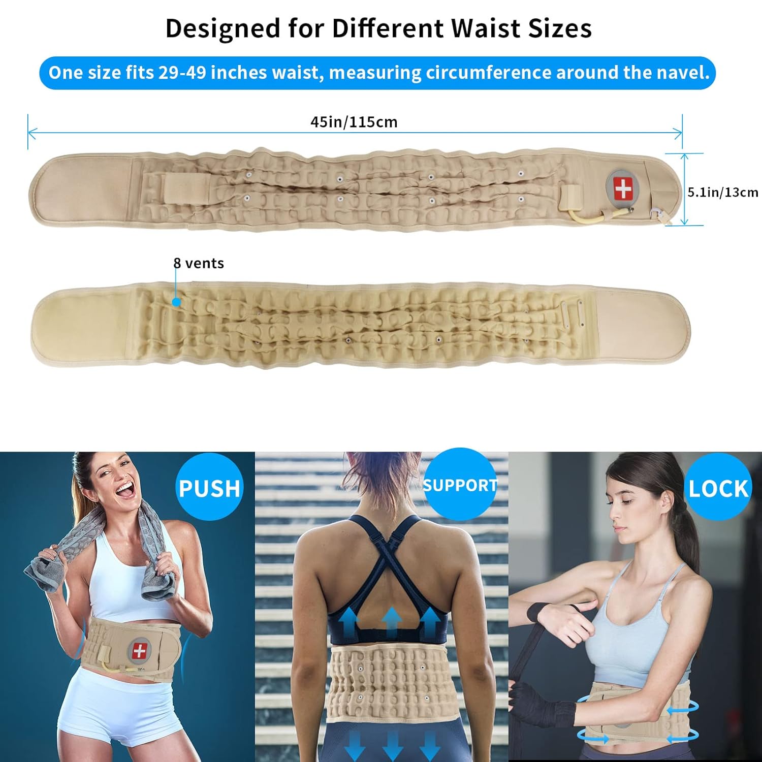 Decompression Back Belt Lumbar Support Air Traction Brace for Lower Back Pain

