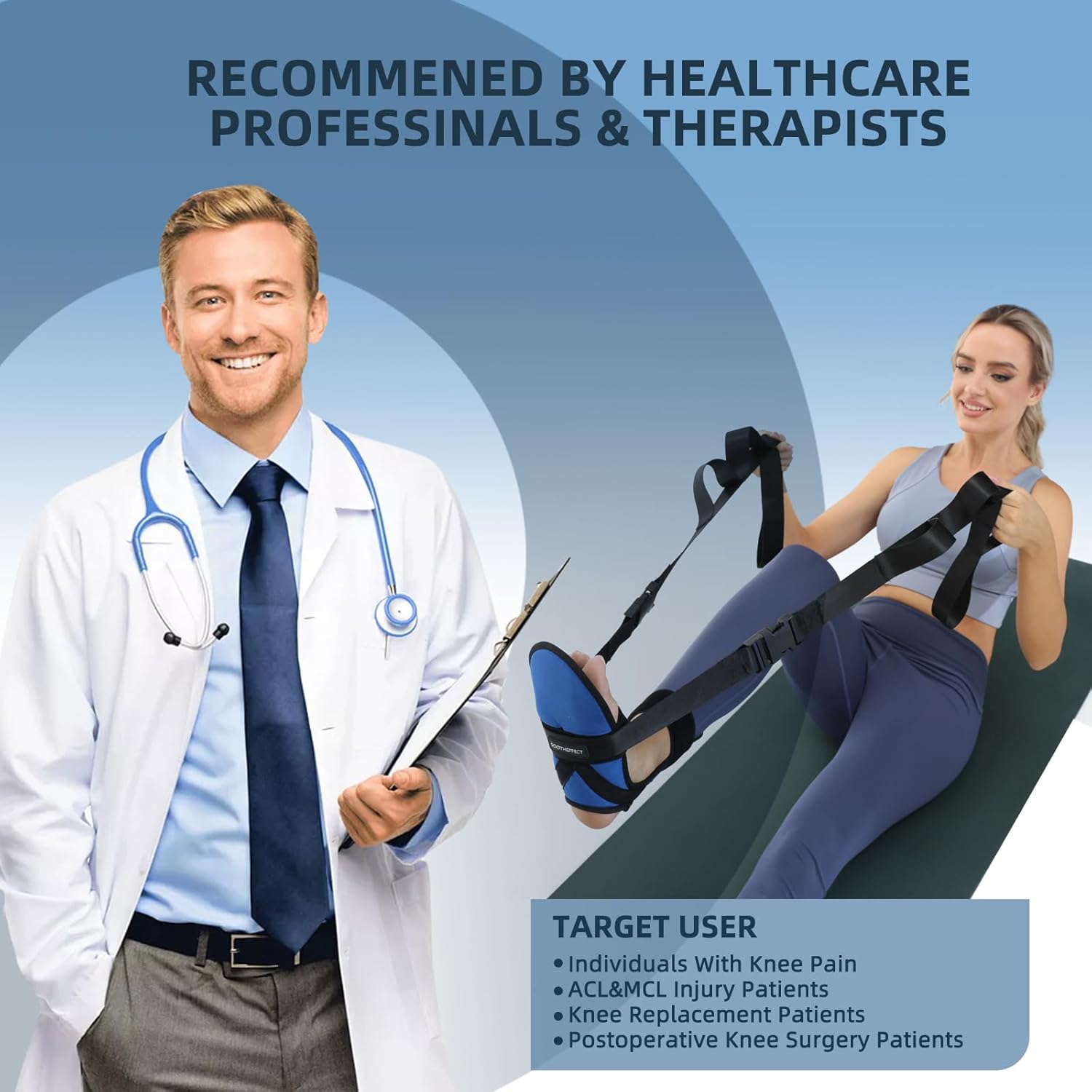 Knee Replacement Recovery Aids Kit for Physical Therapy: Knee Stretcher and Exerciser

