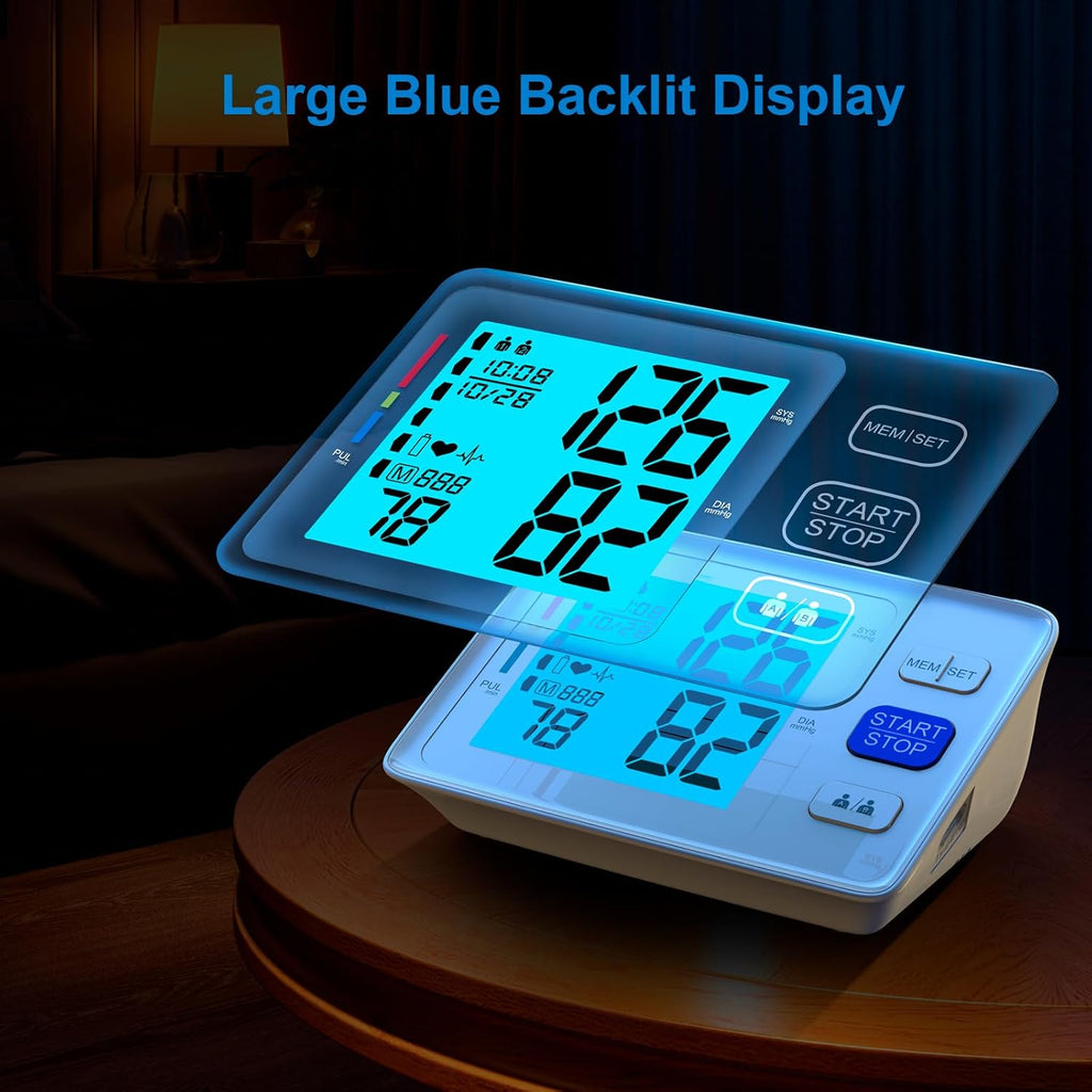 Blood Pressure Machine for Home Use with Backlit Display and Upper Arm Sleeve

