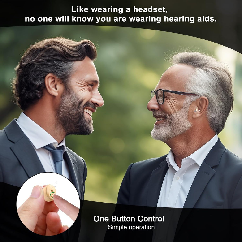 Rechargeable OTC In-Ear Hearing Aids for Seniors, Noise Reduction, Invisible

