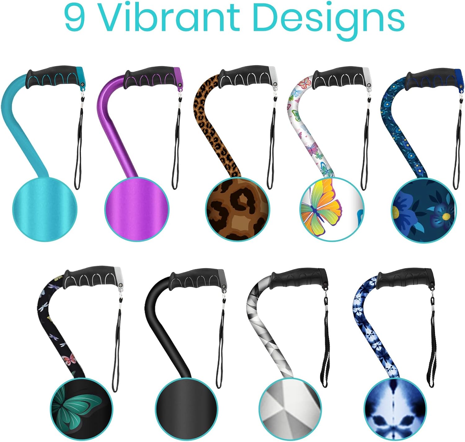 Vive Adjustable Walking Cane for Adults with Offset Grip, Lightweight Aluminum

