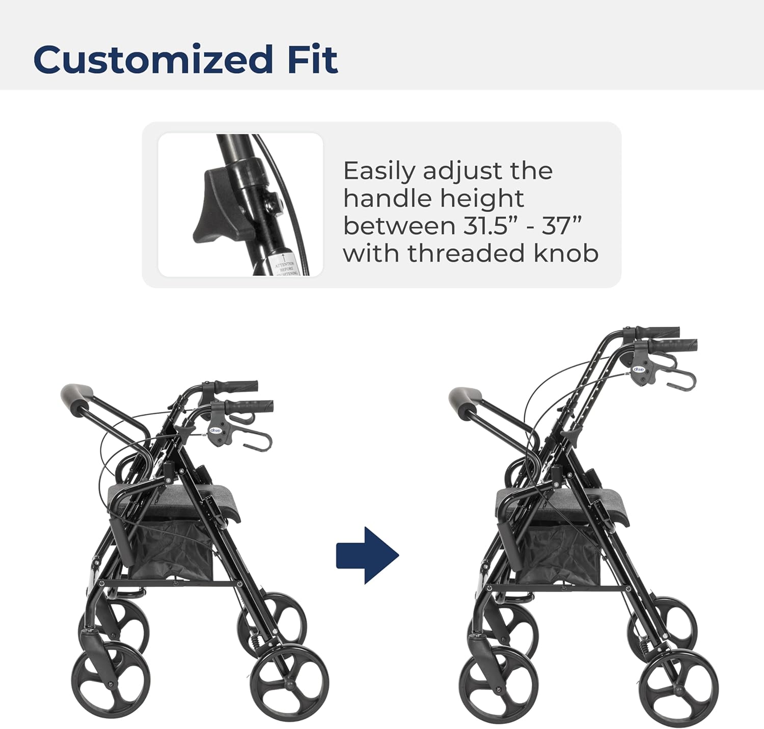 Drive Medical Duet Folding Transport Chair Rollator Walker

