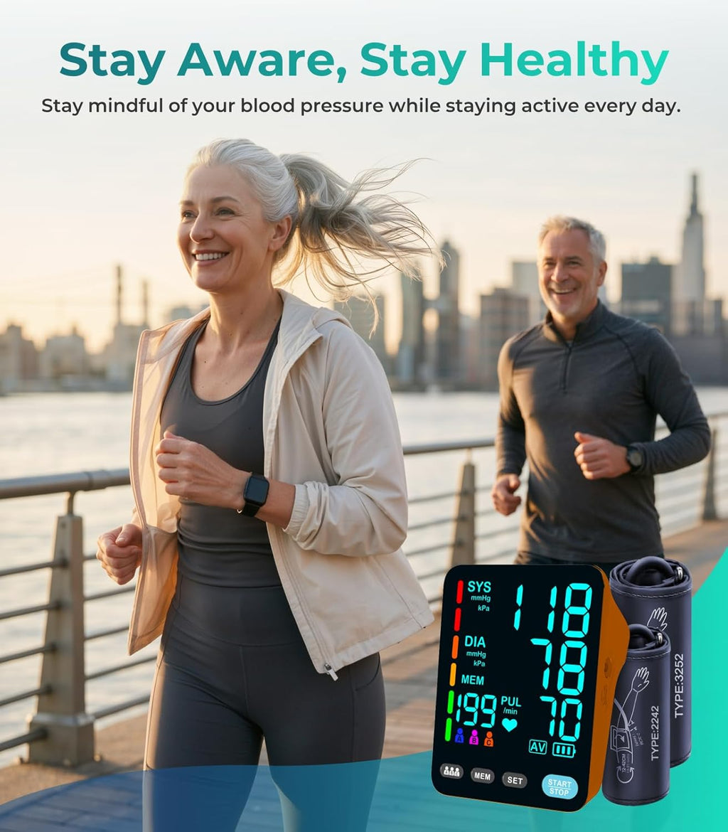 YONLO Automatic Upper Arm Blood Pressure Monitor with Dual Cuff Backlit Display

