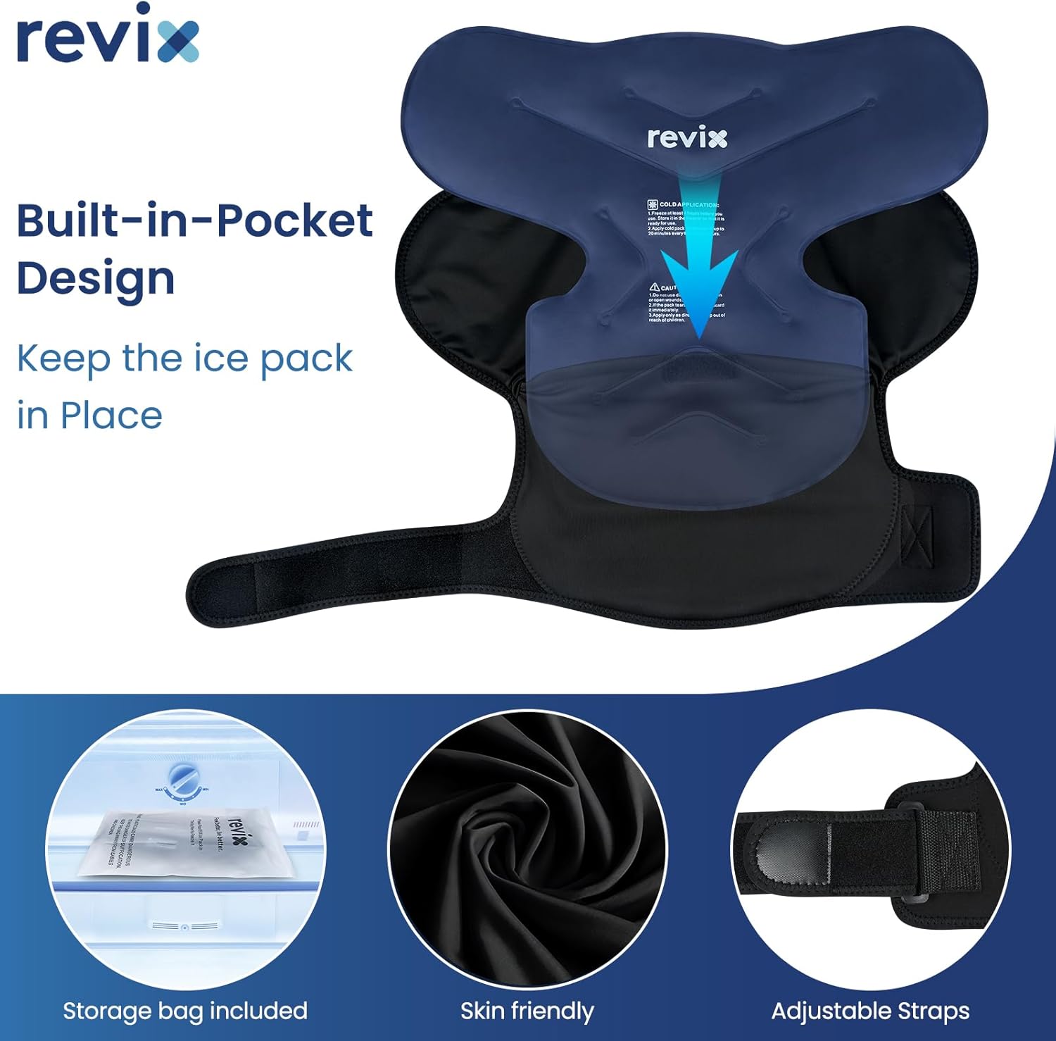 REVIX Shoulder Ice Pack Wrap for Rotator Cuff, Reusable Cold Therapy Wrap

