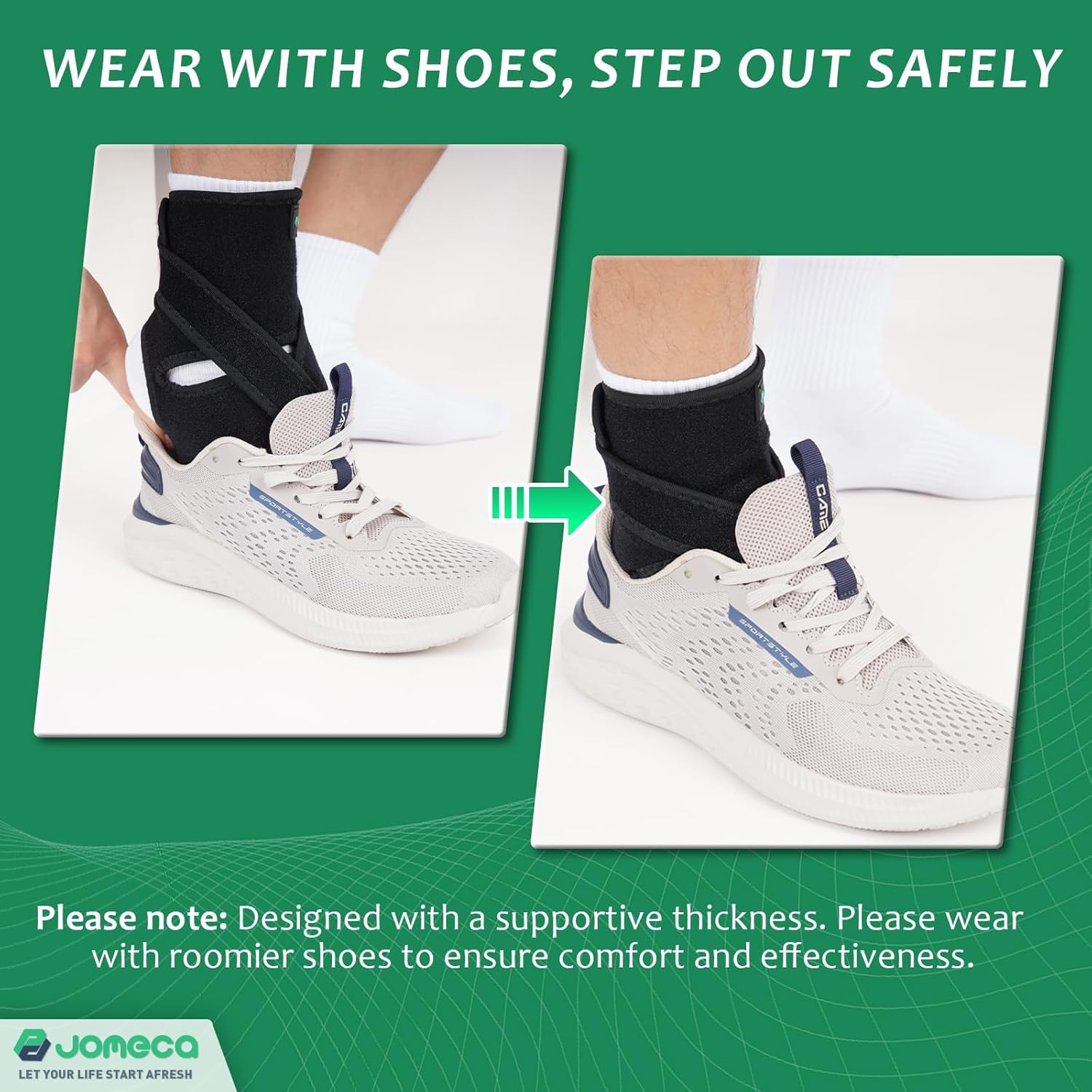 JOMECA Drop Foot Brace with Adjustable Soft AFO Dual Forefoot Support Plates

