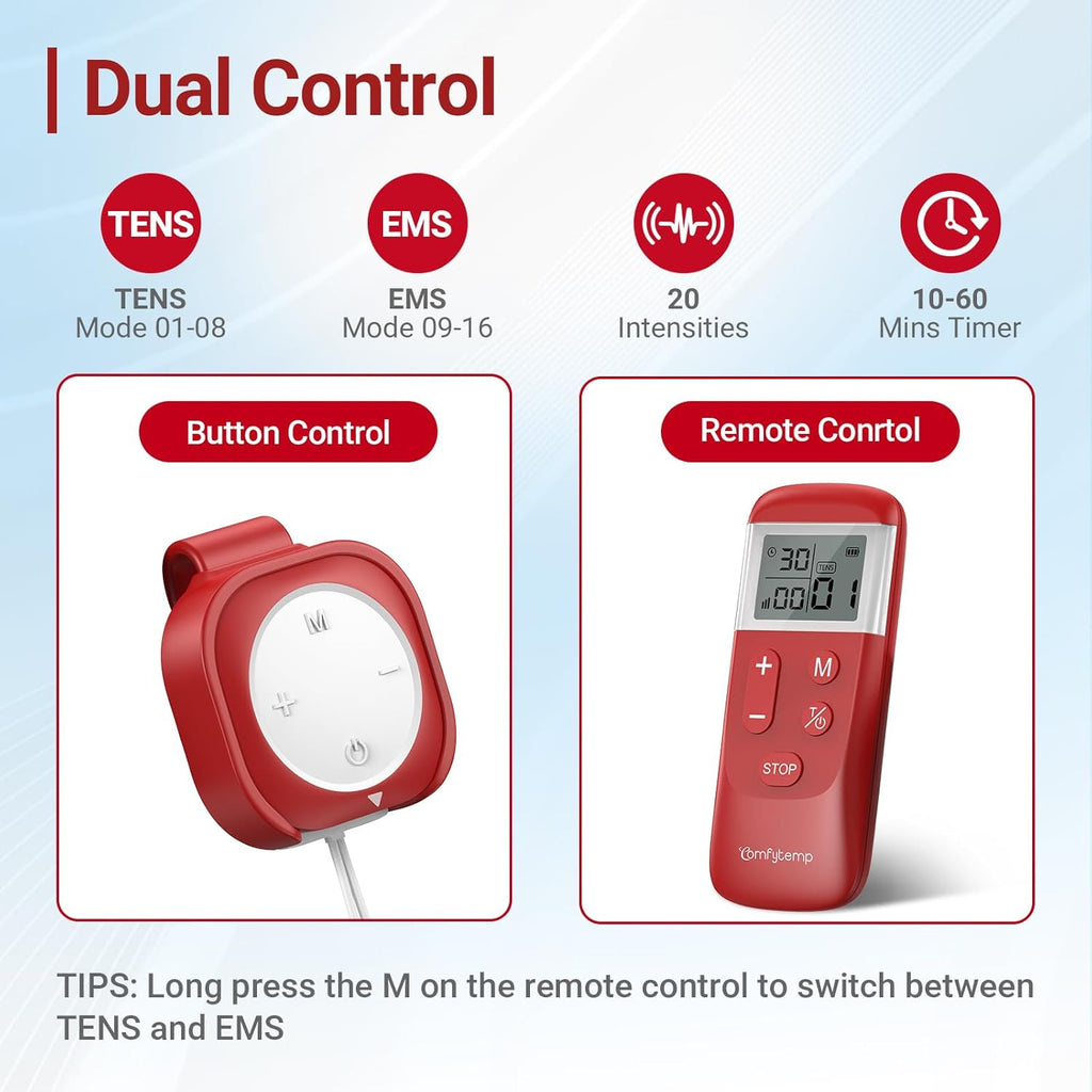 Comfytemp Wireless & Wired 2-in-1 TENS EMS Unit for Muscle Pain Relief, K6134

