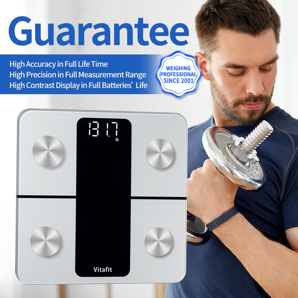 Vitafit Smart Bathroom Scale with Body Composition, BMI, Body Fat, 400 lb

