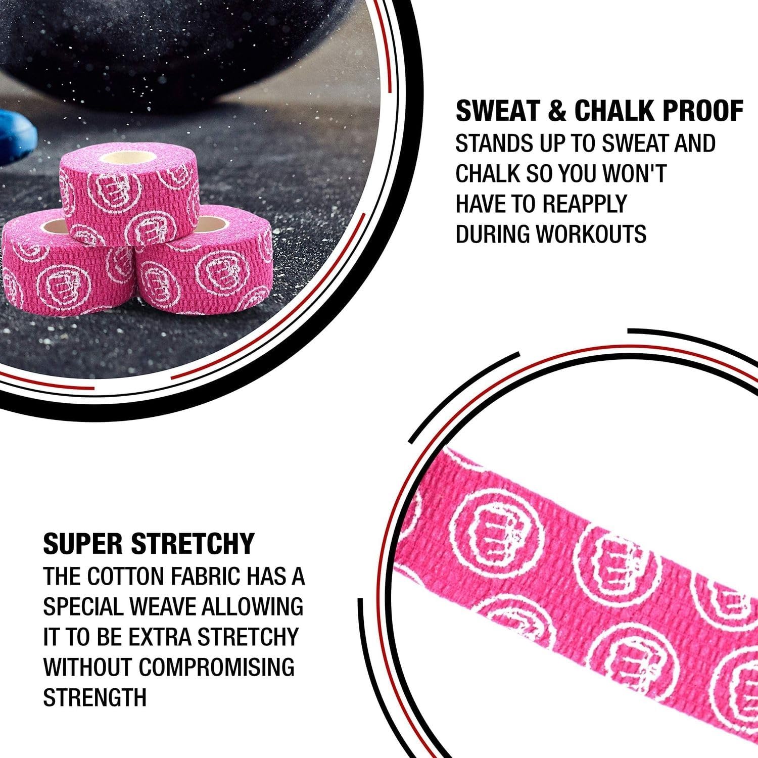WOD Nation Hook-Grip Athletic Tape for Weightlifting Thumb and Finger Strips


