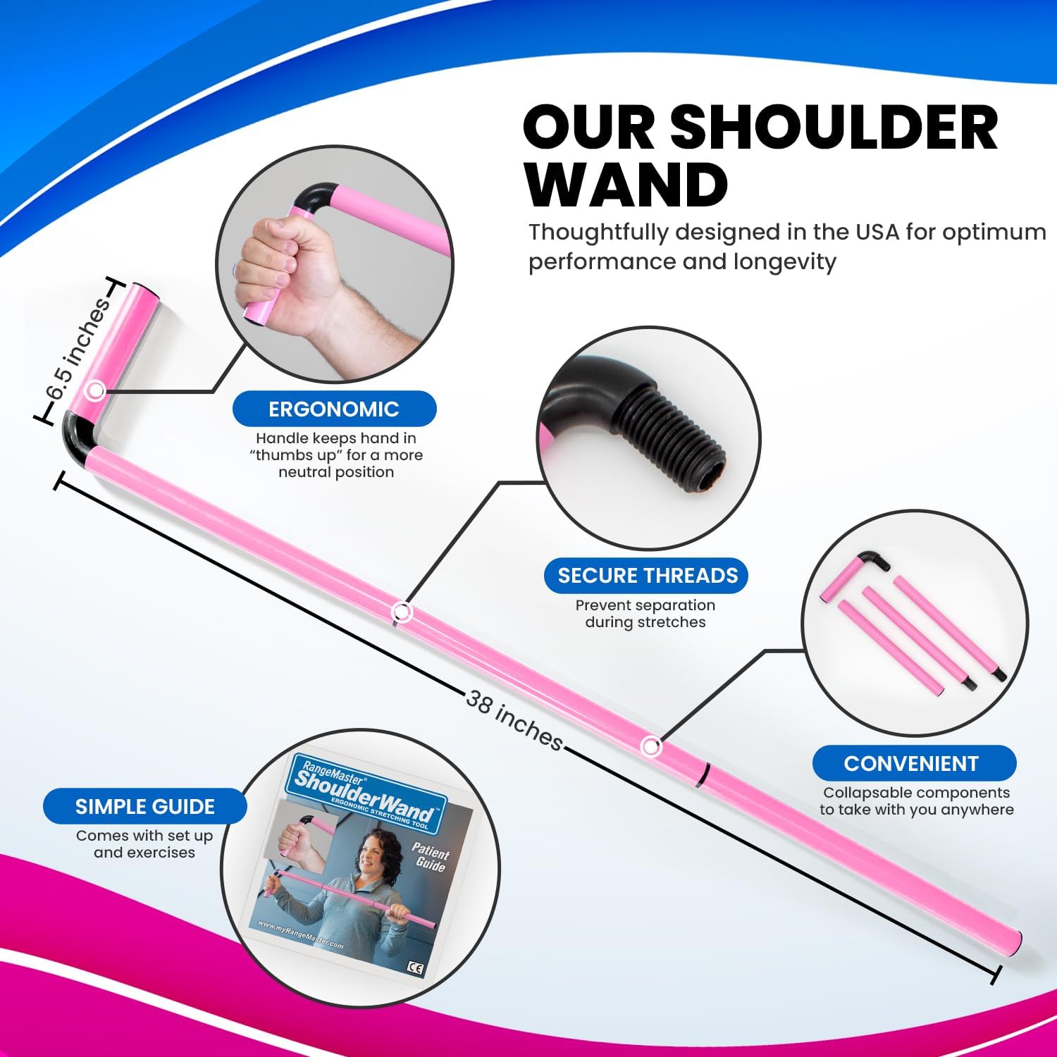 RangeMaster ShoulderWand Therapy Stretching Tool, Collapsible Stretch Bar

