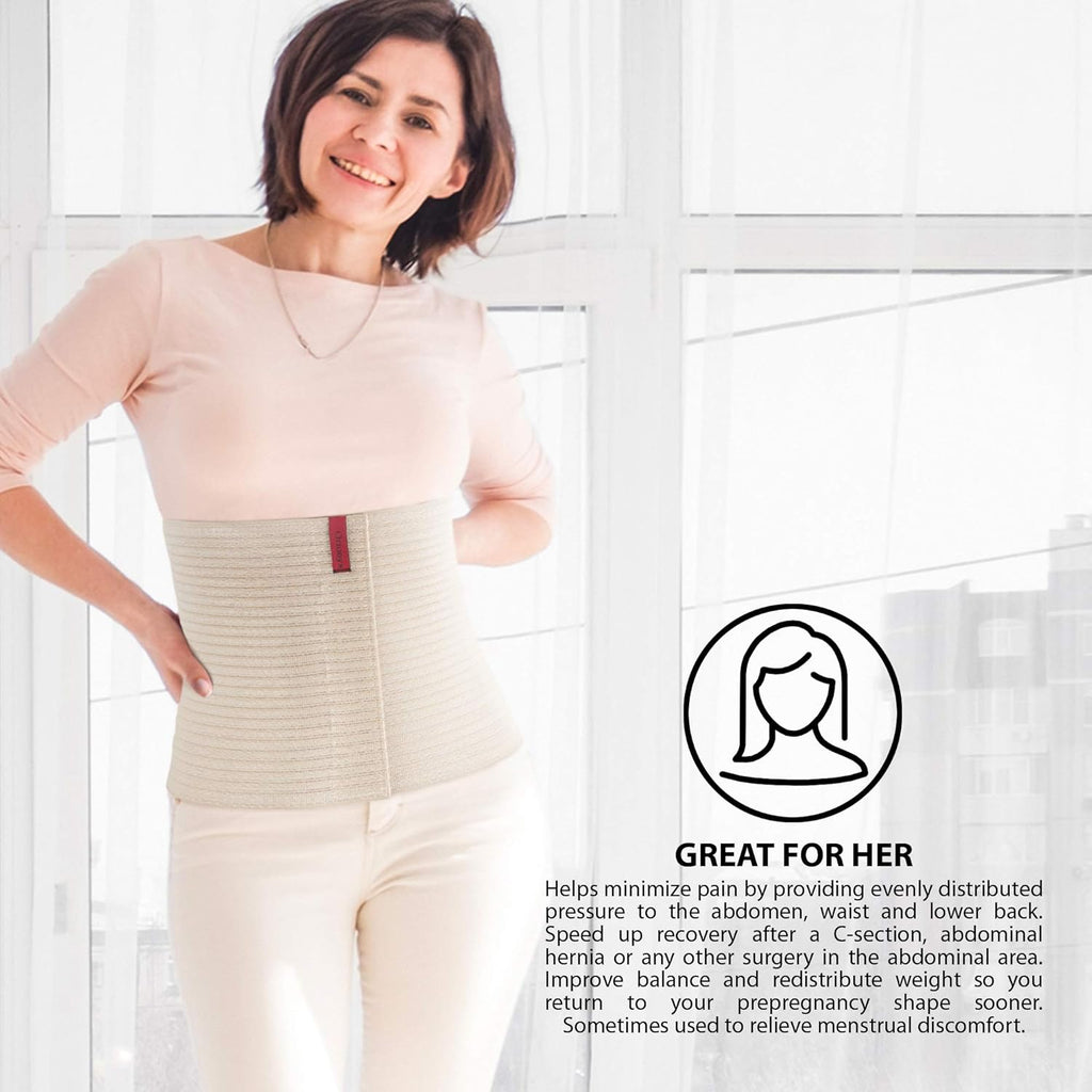 ORTONYX Abdominal Binder 10.25 in for Men and Women, Postpartum Hernia Support Belt

