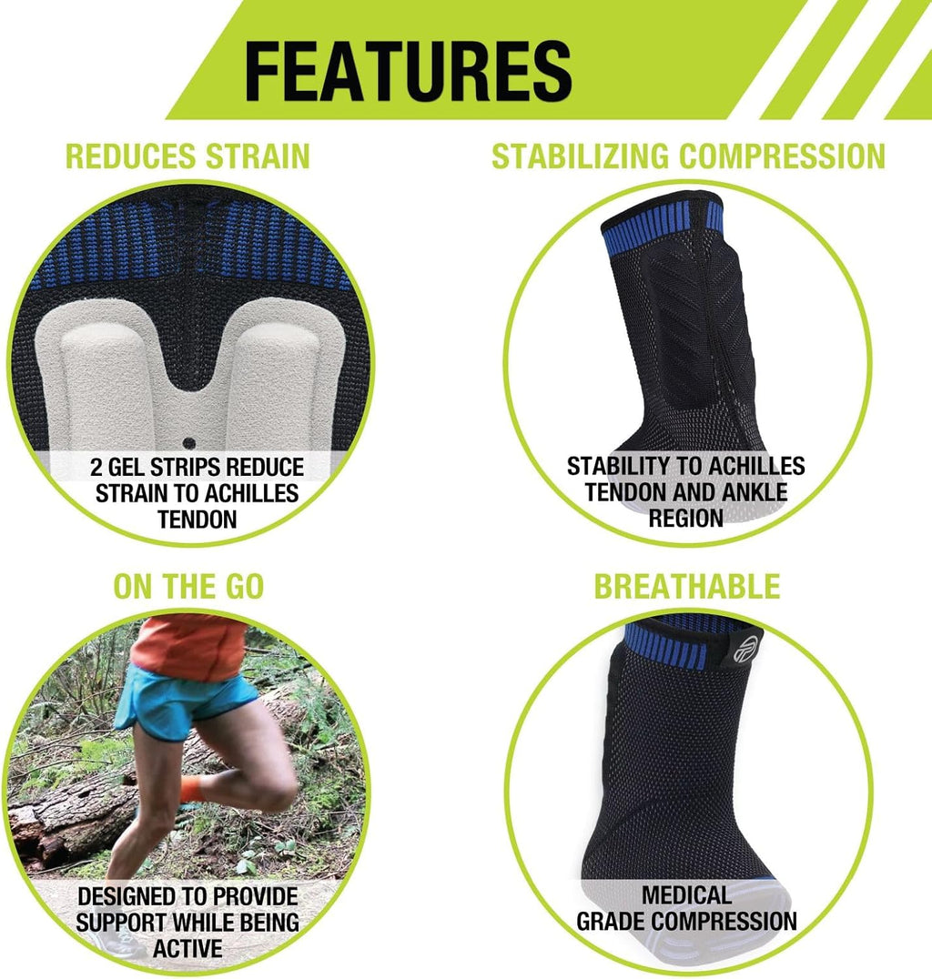 Pro-Tec Athletics Achilles Sleeve with Dual Gel Compression Strips, Tendon Support


