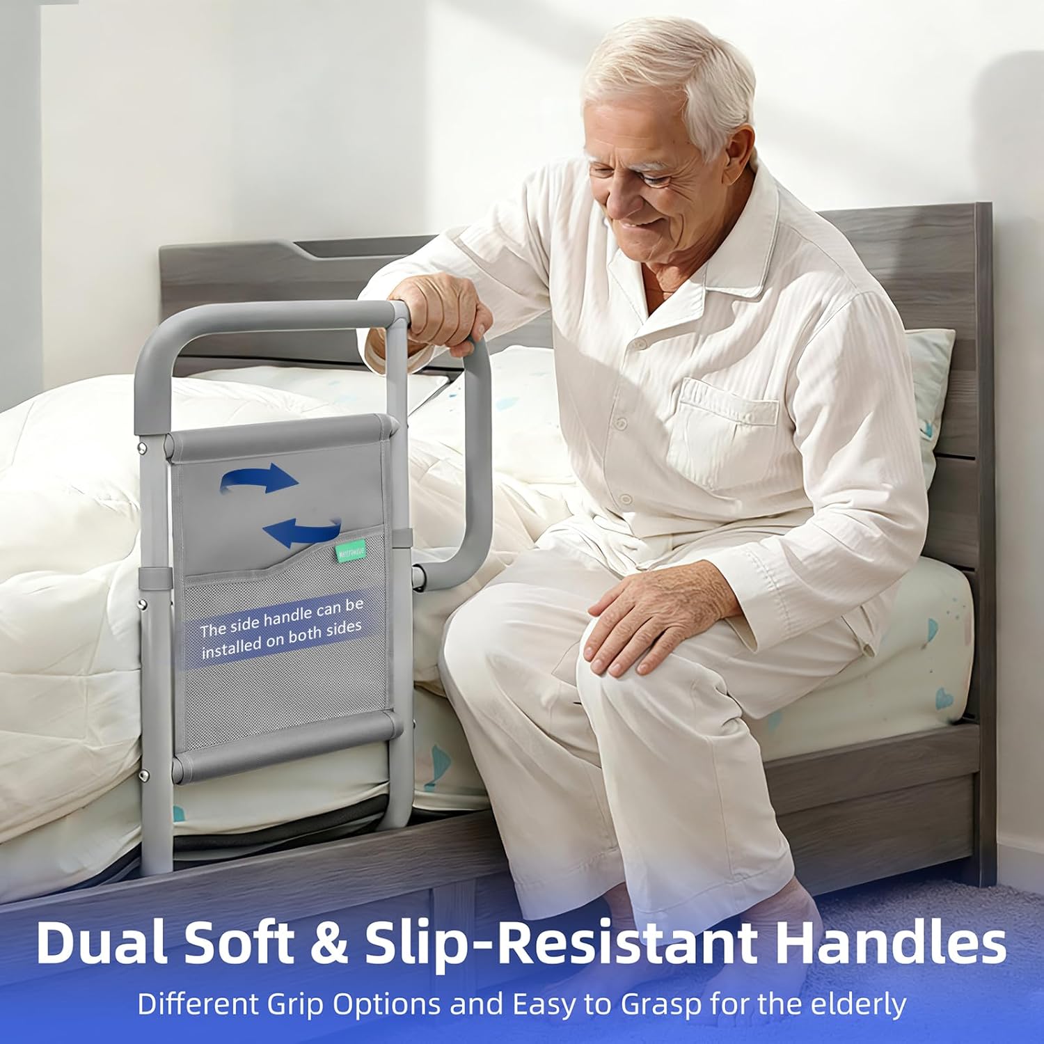 Bed Assist Rail for Elderly Adults, ASTM-Certified, Dual Non-Slip Handles

