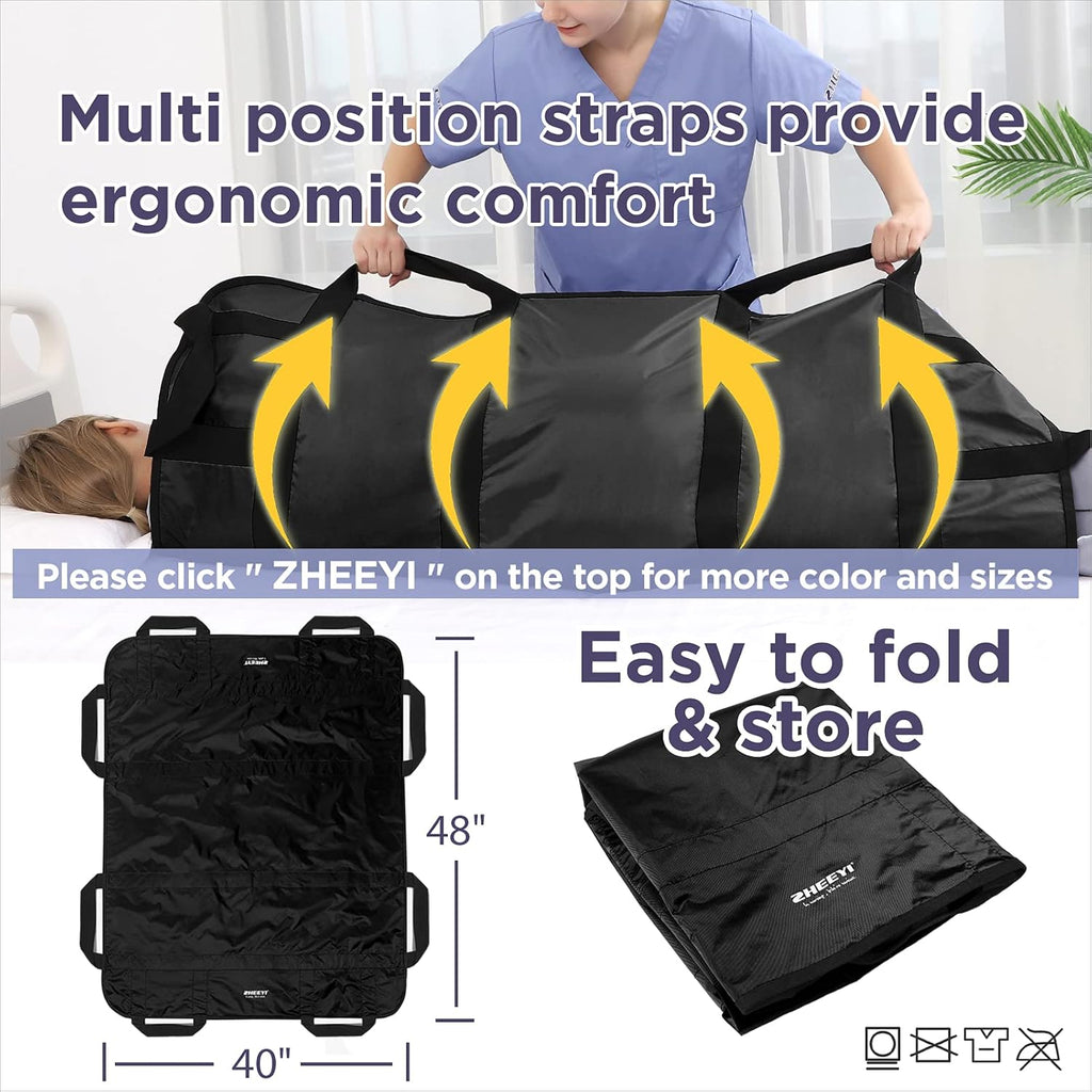 ZHEEYI Bed Positioning Pad with Reinforced Handles 48 x 40 Patient Transfer Sheet

