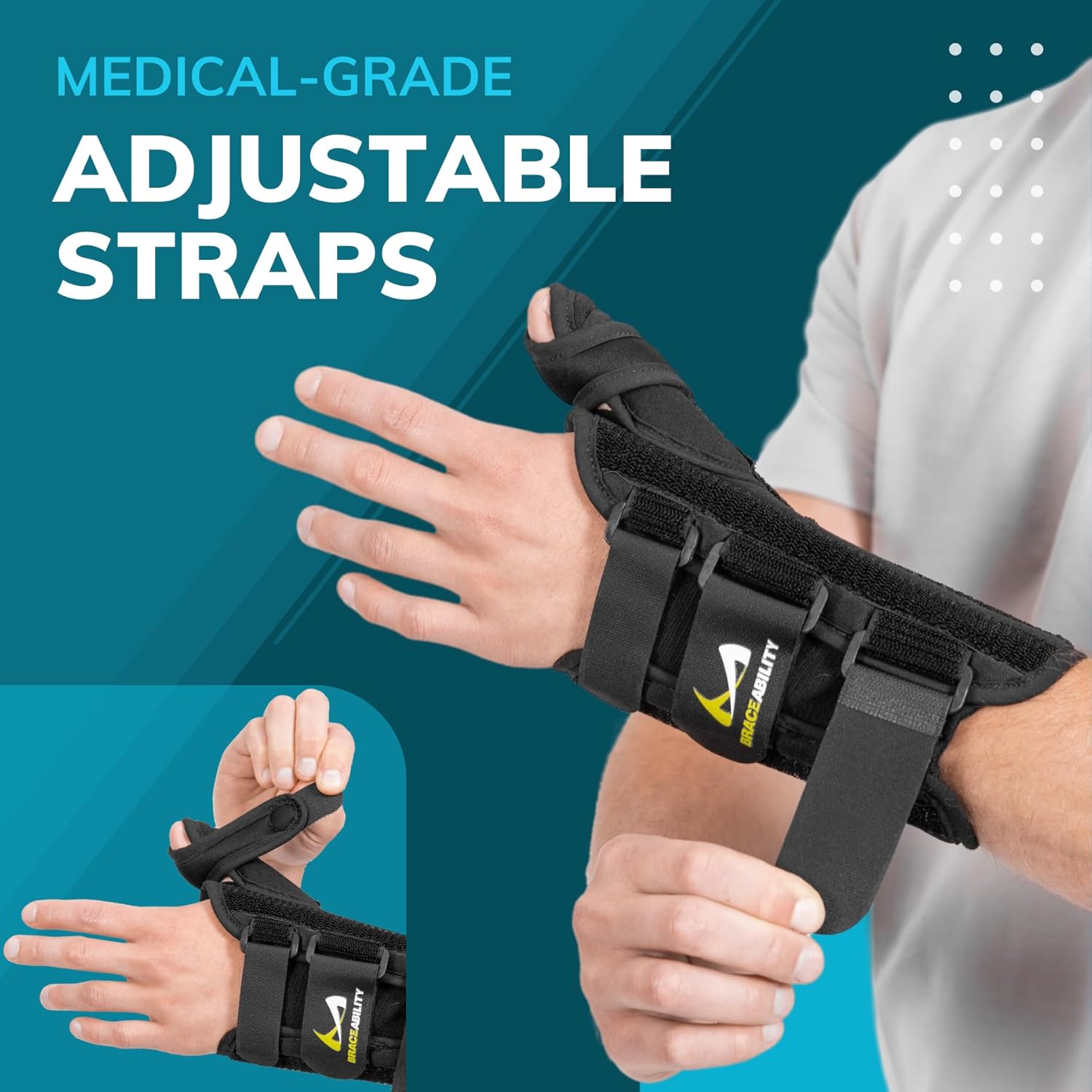 BraceAbility Thumb Spica Splint Wrist and Thumb Brace for De Quervain’s Tenosynovitis

