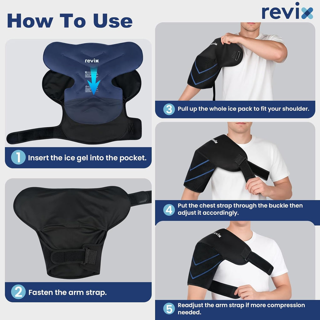REVIX Shoulder Ice Pack Wrap for Rotator Cuff, Reusable Cold Therapy Wrap

