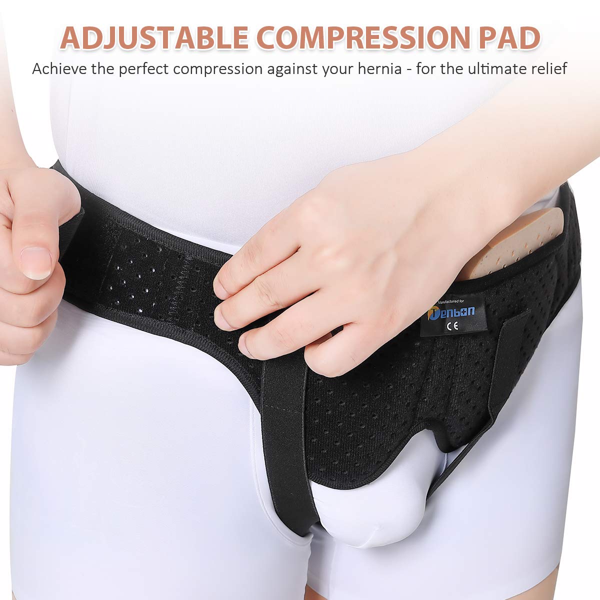 Tenbon Inguinal Hernia Belt for Men, Bilateral Groin Support Brace with Pads

