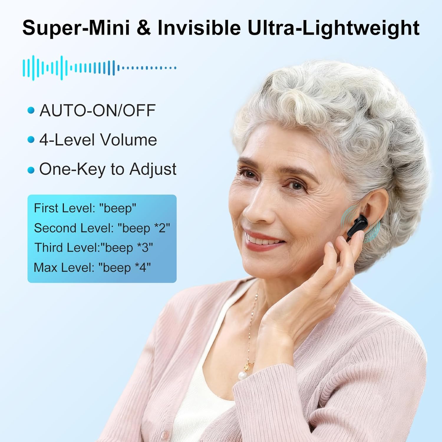 Mini Rechargeable OTC Hearing Aids for Adults, Noise Cancelling, LED Display

