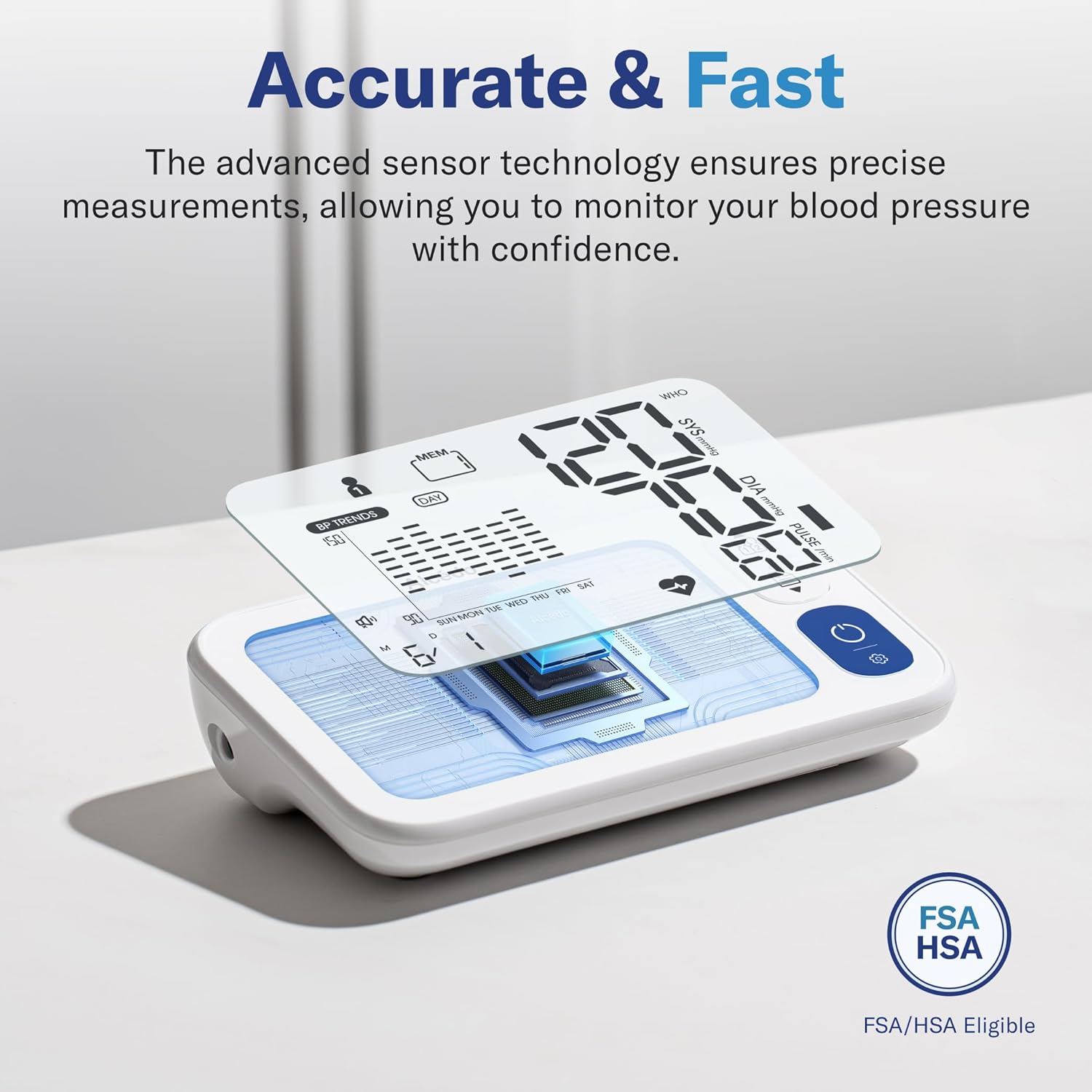 Alcedo Bluetooth Upper Arm Blood Pressure Monitor with App, Backlit Display & Cuff

