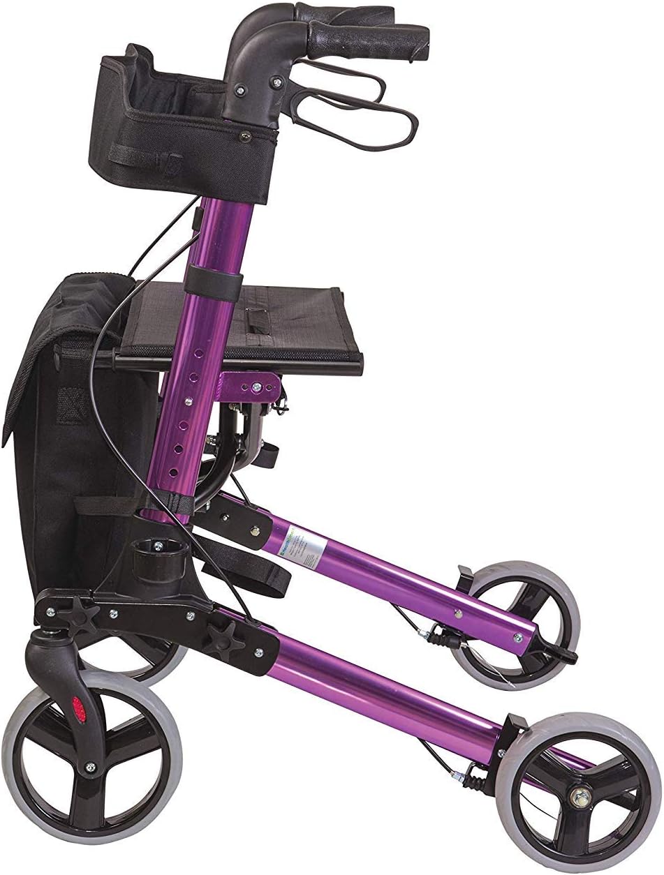 HealthSmart Rollator Walker with Seat and Backrest, Adjustable Handle, Folding Frame

