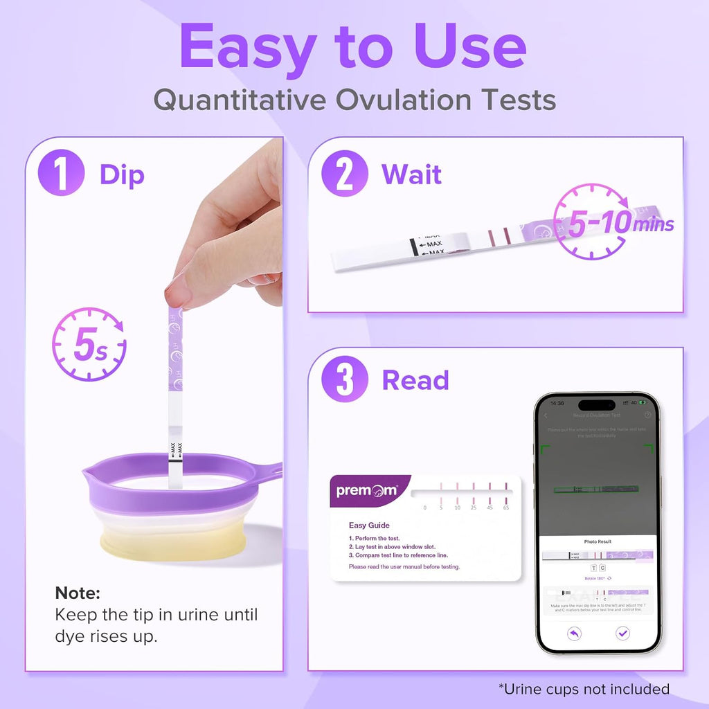 Premom Quantitative Ovulation Predictor Kit: LH Test Strips + hCG Pregnancy Tests

