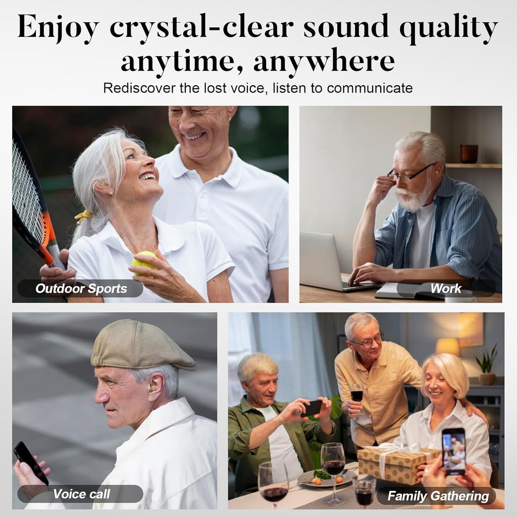 Rechargeable HD Digital Hearing Aids for Seniors with Noise Reduction and Charging Case

