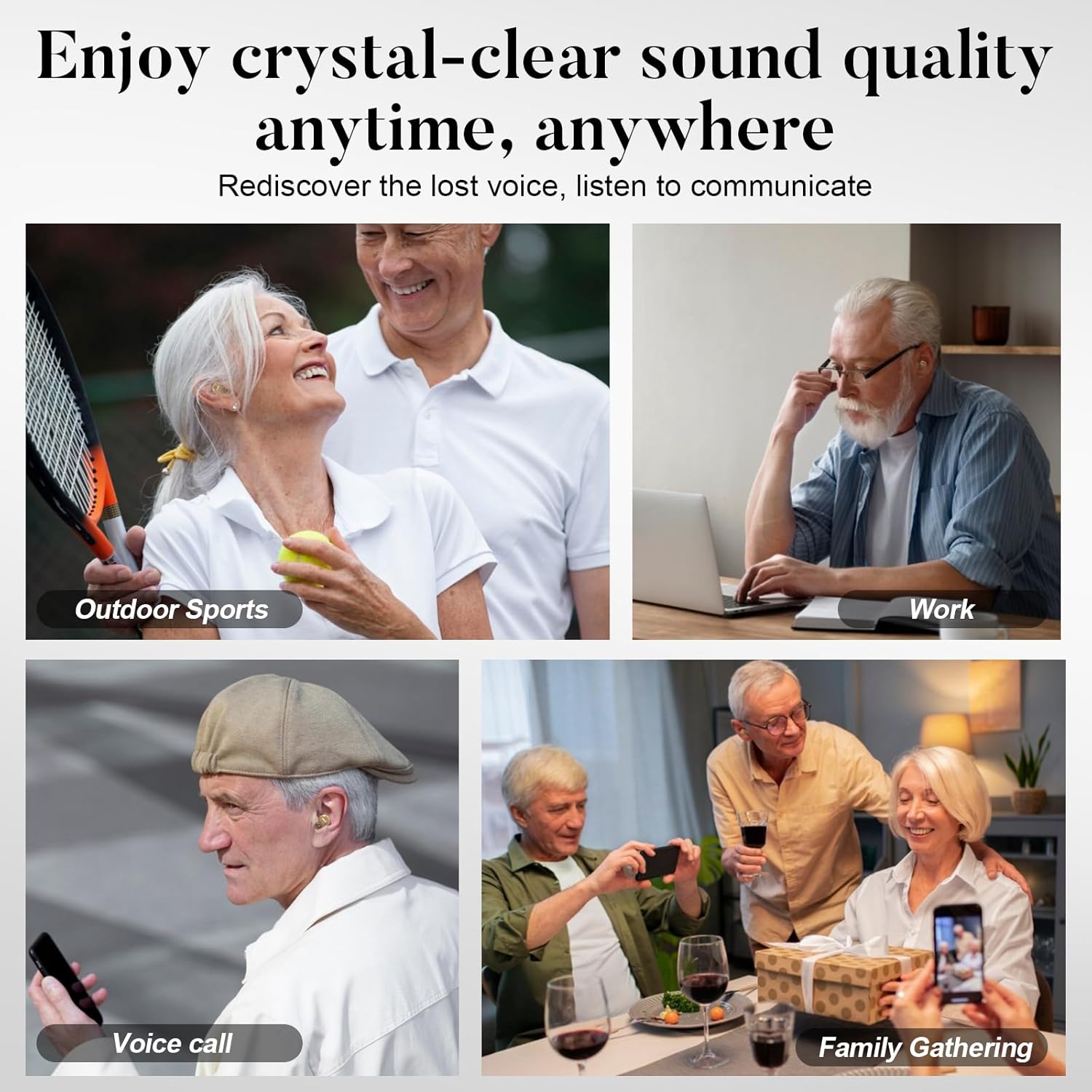 Rechargeable HD Digital Hearing Aids for Seniors with Noise Reduction and Charging Case

