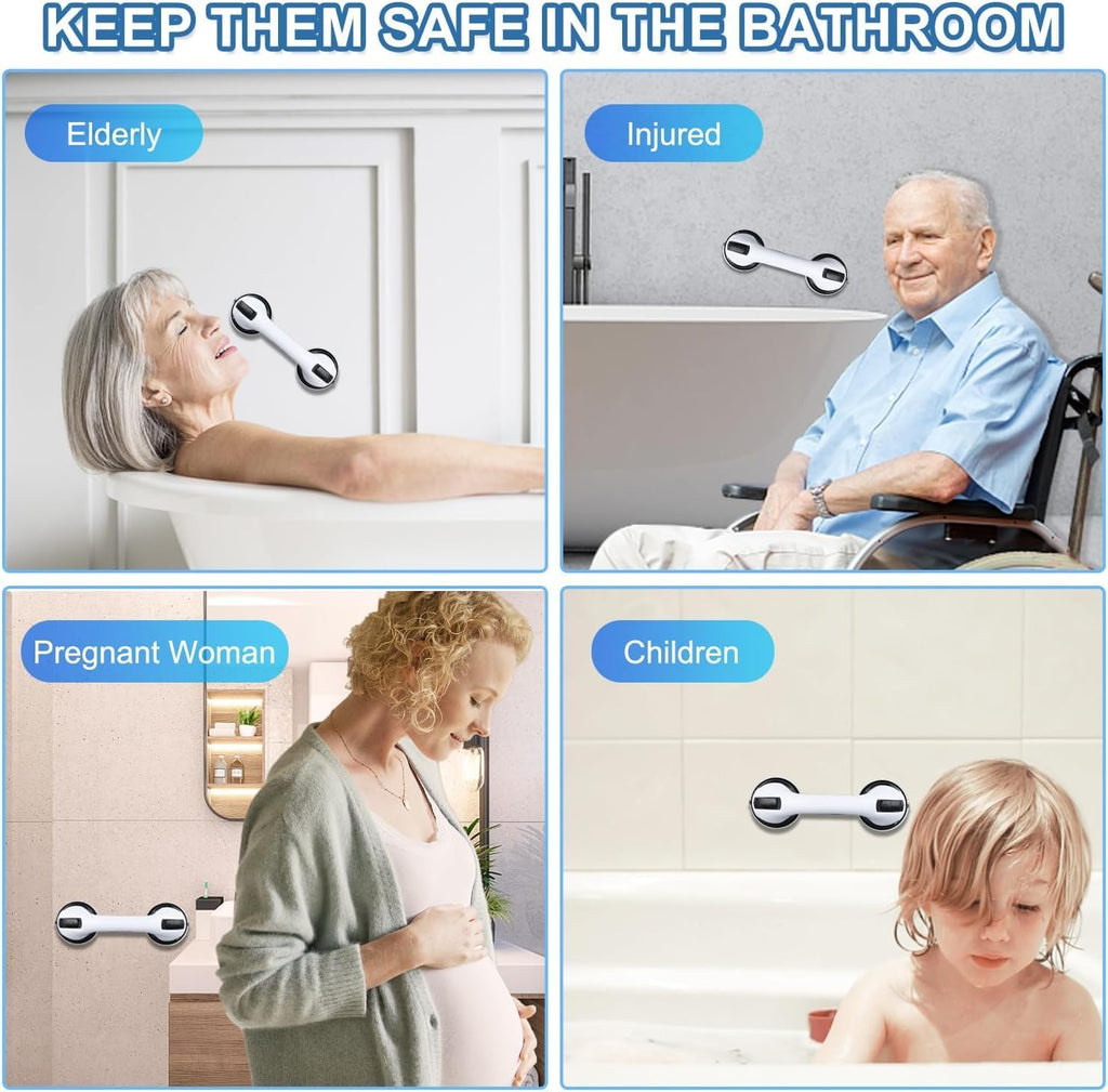Grab Bars Suction Shower Handle for Bathtub and Shower, Non-Slip Safety Aid (2-Pack)

