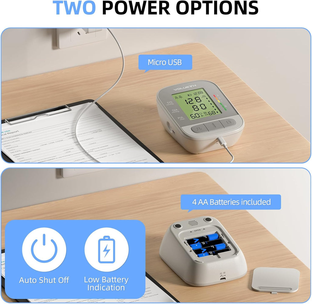 VOLUETH Upper Arm Blood Pressure Monitor for Kids and Adults with LCD Display


