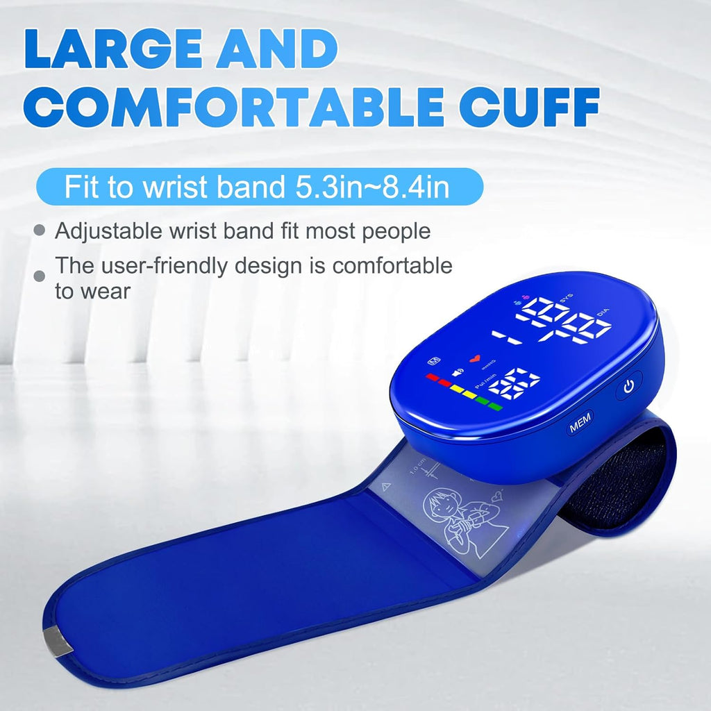 Rechargeable Wrist Blood Pressure Monitor with LED Display and One-Button Operation

