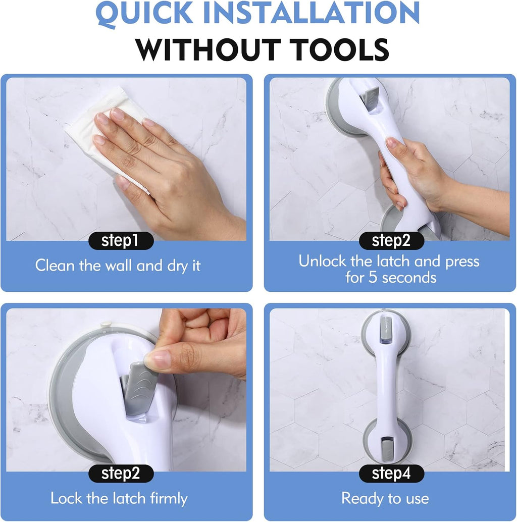 KVANT Grab Bars for Bathtubs and Showers, 12 Inch Shower Suction Cup Handle

