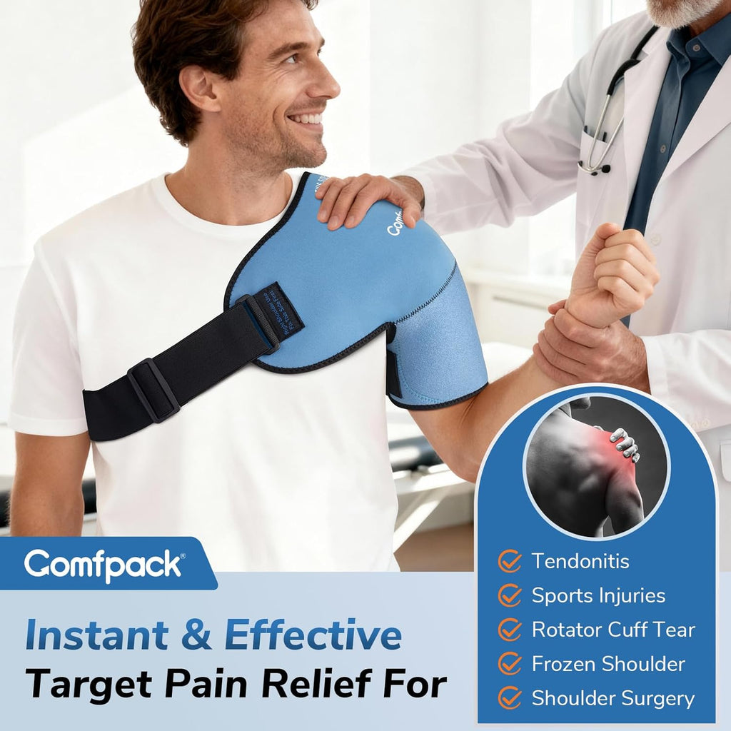 Comfpack Shoulder Ice Pack Wrap with Gel Cold Compression Sleeve for Rotator Cuff


