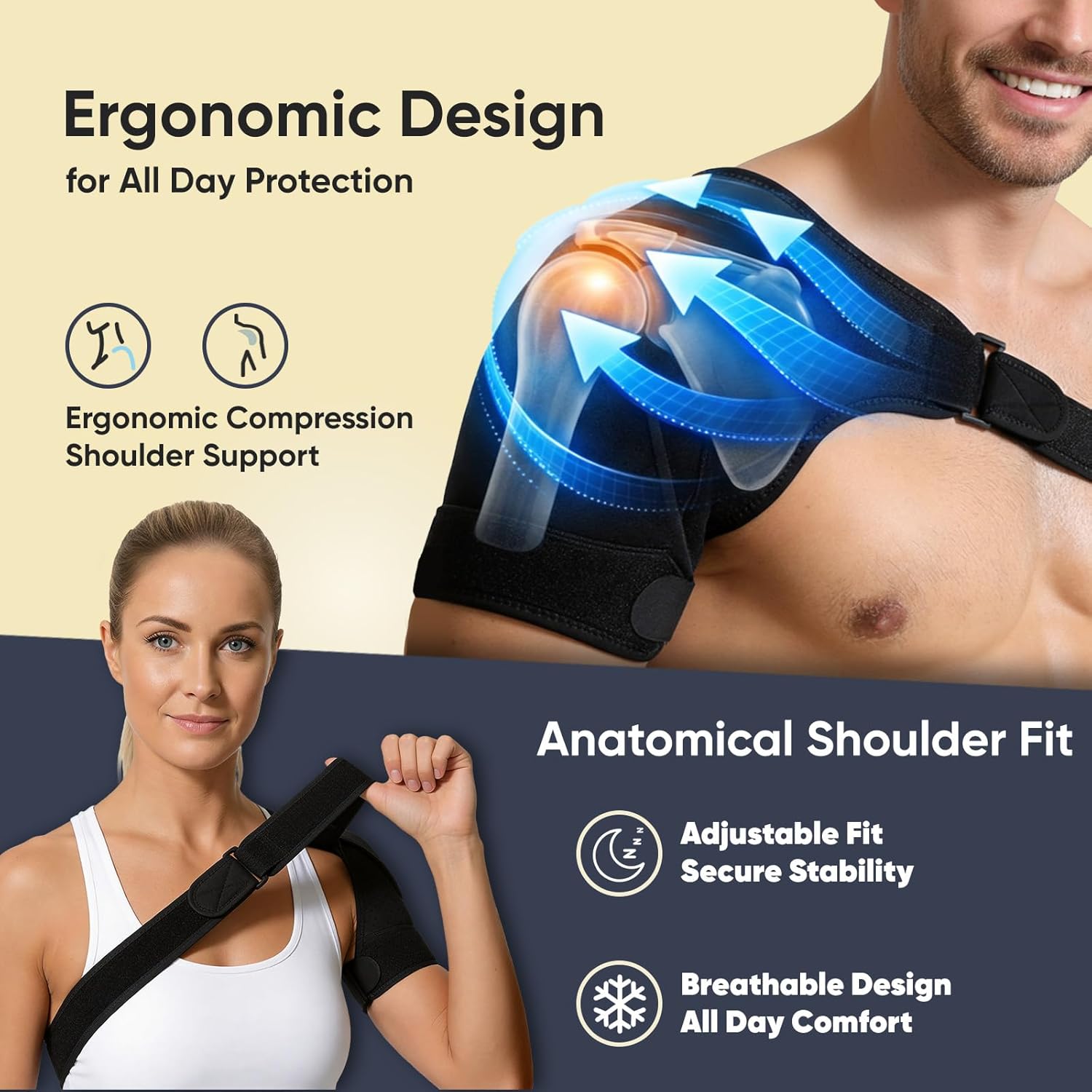 Shoulder Brace for Rotator Cuff Support Compression Sleeve Adjustable

