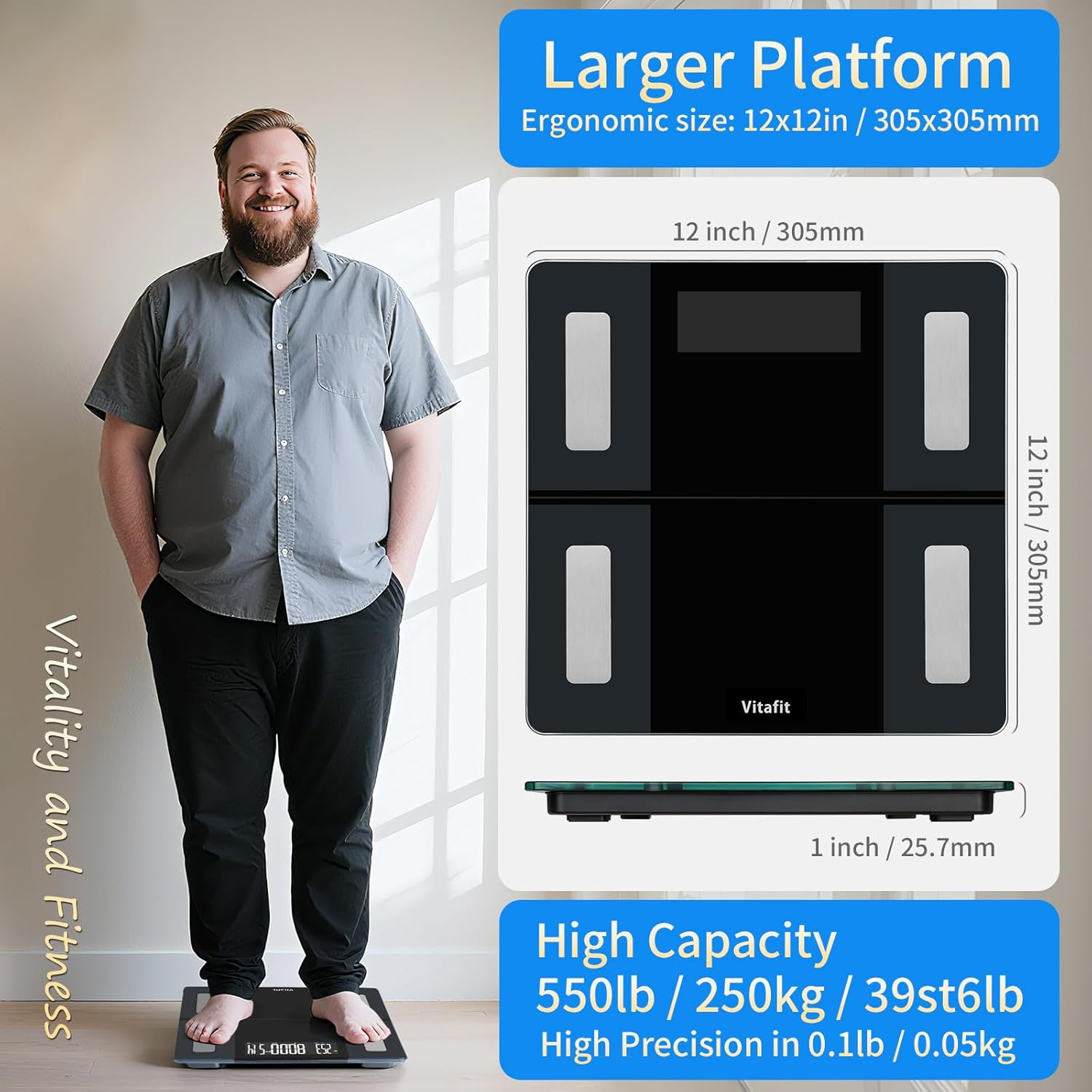 Vitafit Smart Bathroom Scale with Body Composition, BMI and Body Fat Measurement

