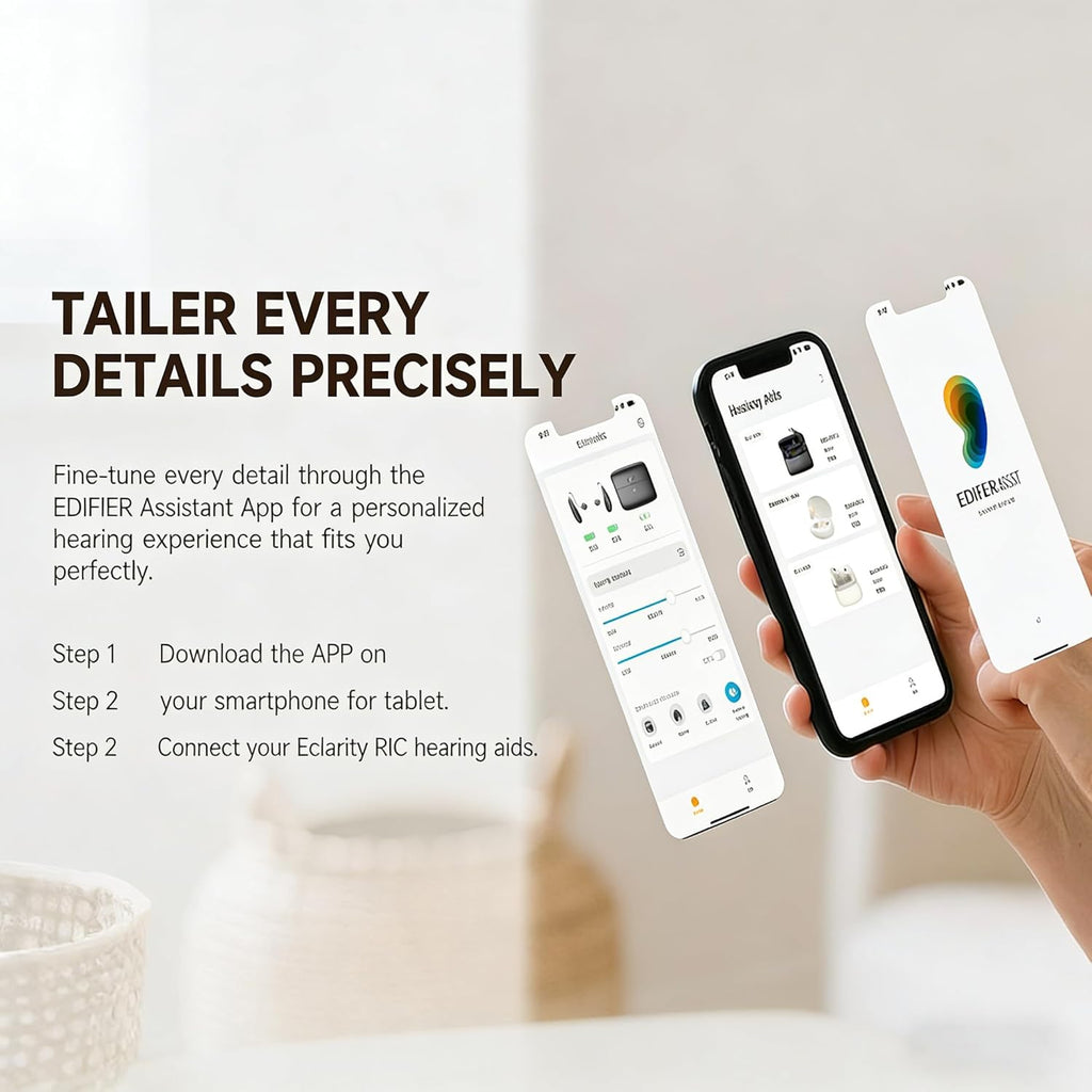 Edifier Eclarity RIC OTC Bluetooth Rechargeable Hearing Aids for Adults & Seniors

