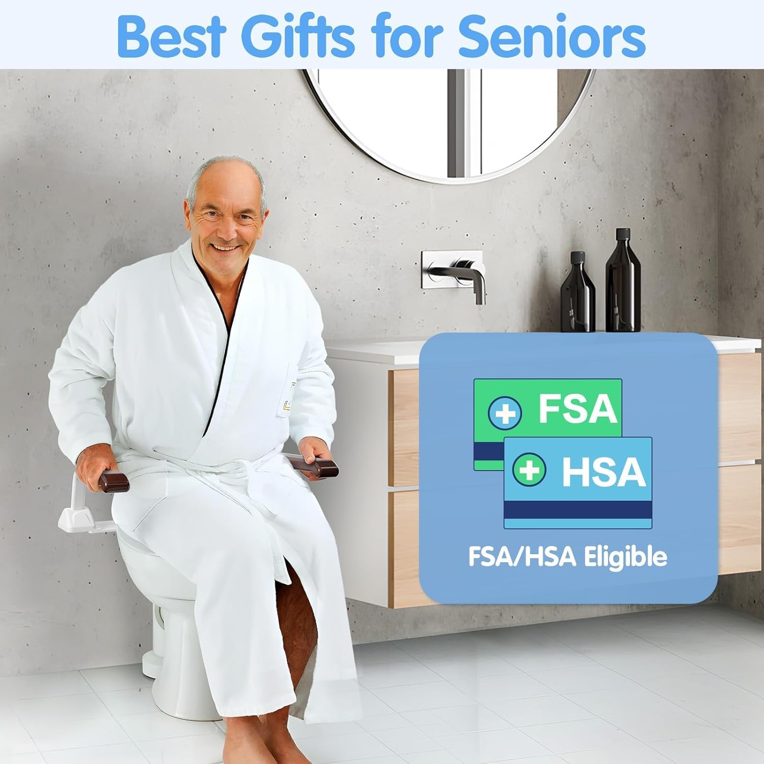 Toilet Safety Rails for Seniors Adjustable Toilet Grab Bars Handicap Support Frame

