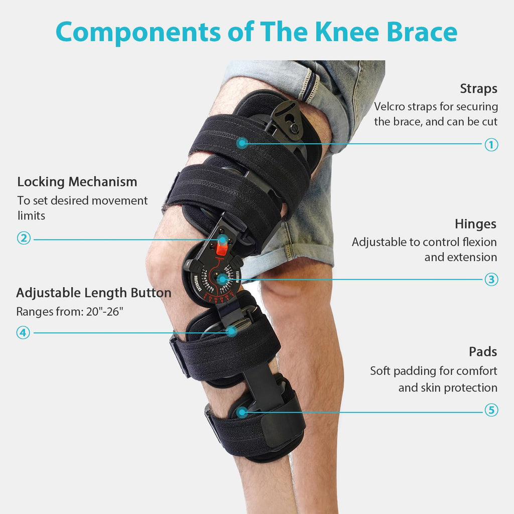 KD ROM Hinged Knee Brace for Post-Op Support, Arthritis, ACL MCL PCL Injury Rehab

