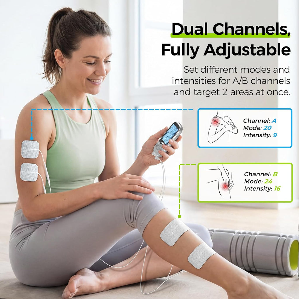 AUVON Rechargeable Dual-Channel TENS Unit, 24 Modes, 40 Intensities, EMS

