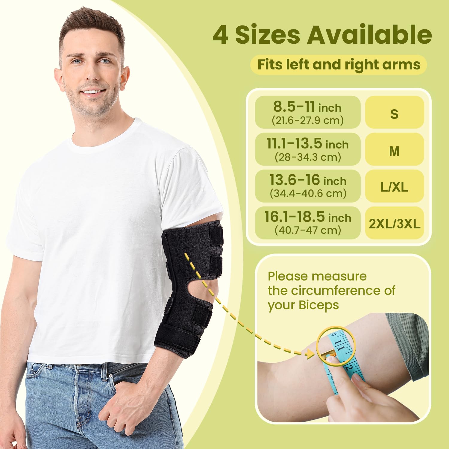 Cubital Tunnel Syndrome Elbow Brace Splint for Ulnar Nerve, 3 Support Angles

