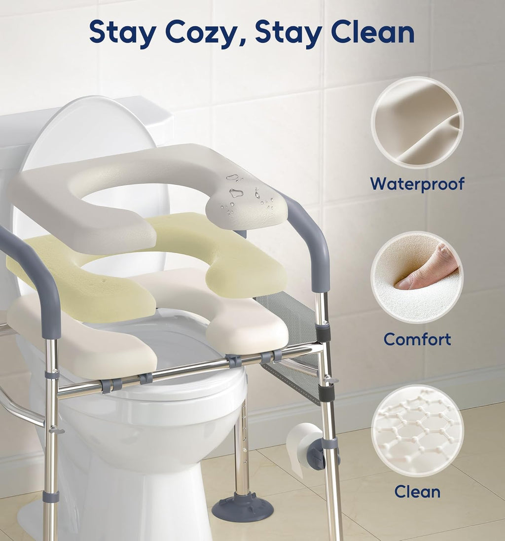 Bluelog Raised Toilet Seat with Handles, Height & Width Adjustable, 400 lb

