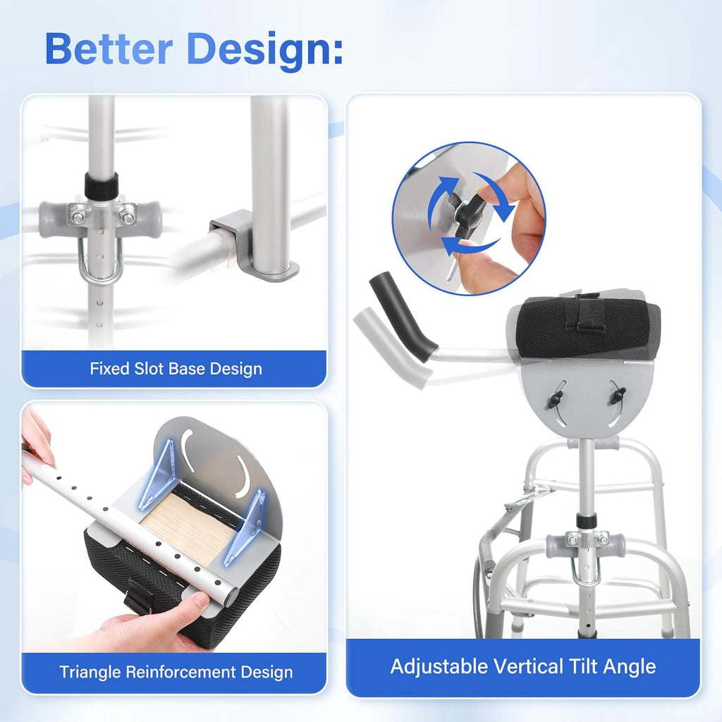 Walker Platform Attachment with Adjustable Padded Cuff and U-Shaped Clamp (Aluminum)

