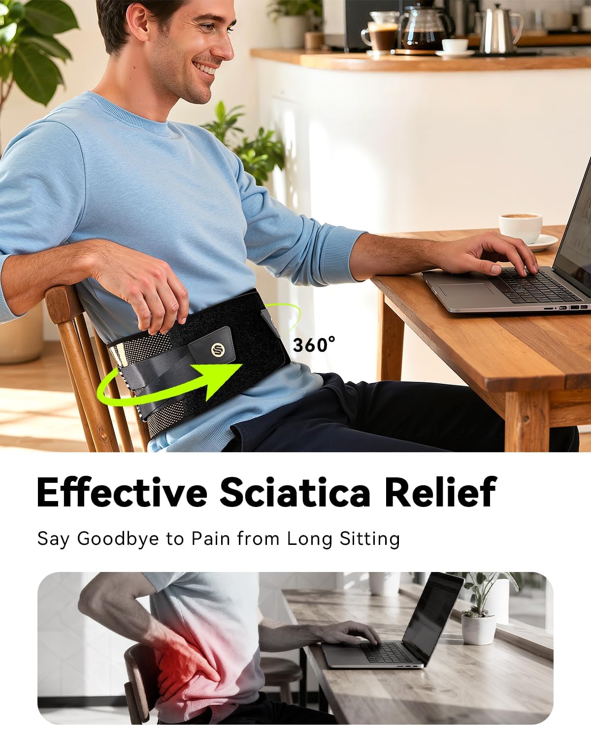 Ultra-Breathable Lumbar Support Belt with Copper Infused Bionic Brace for Sciatica

