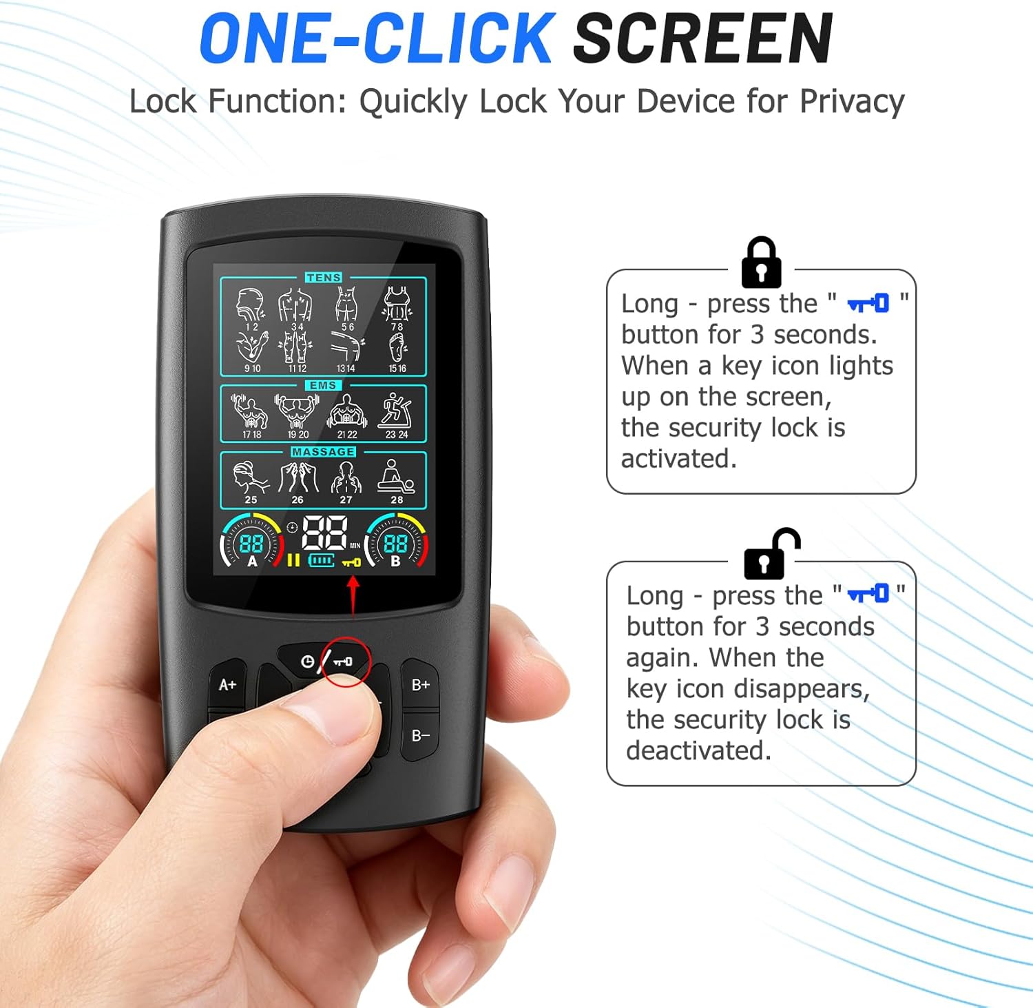 Rechargeable Dual Channel TENS Unit Muscle Stimulator for Pain Relief, 28 Modes

