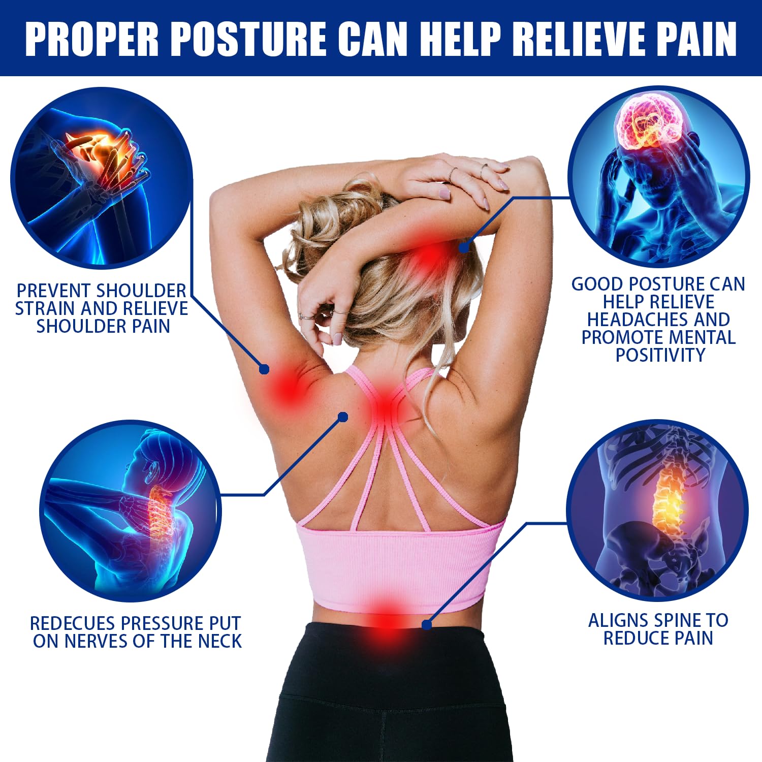 Posture Corrector for Women and Men, Adjustable Back Brace for Lumbar Support

