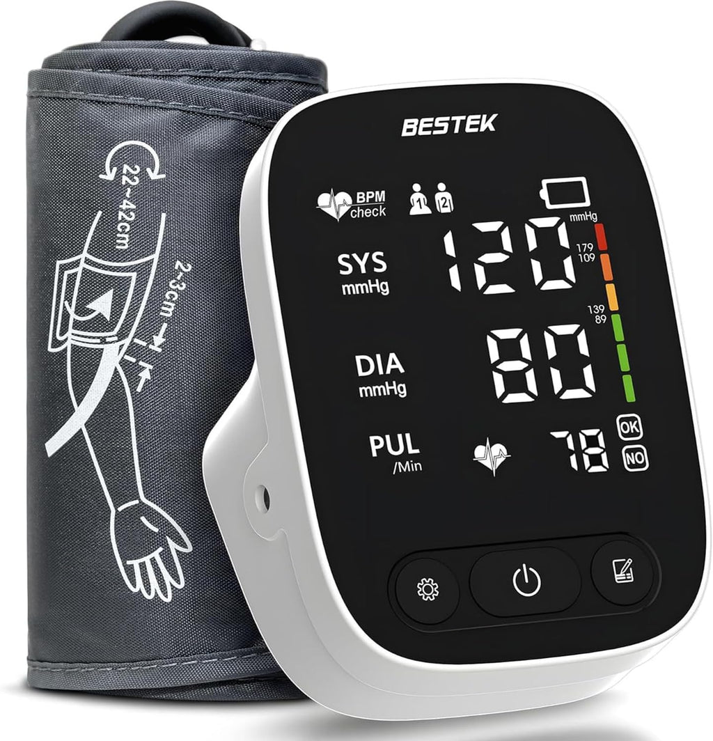 BESTEK Automatic Arm Blood Pressure Monitor, Digital LED Voice BP Cuff

