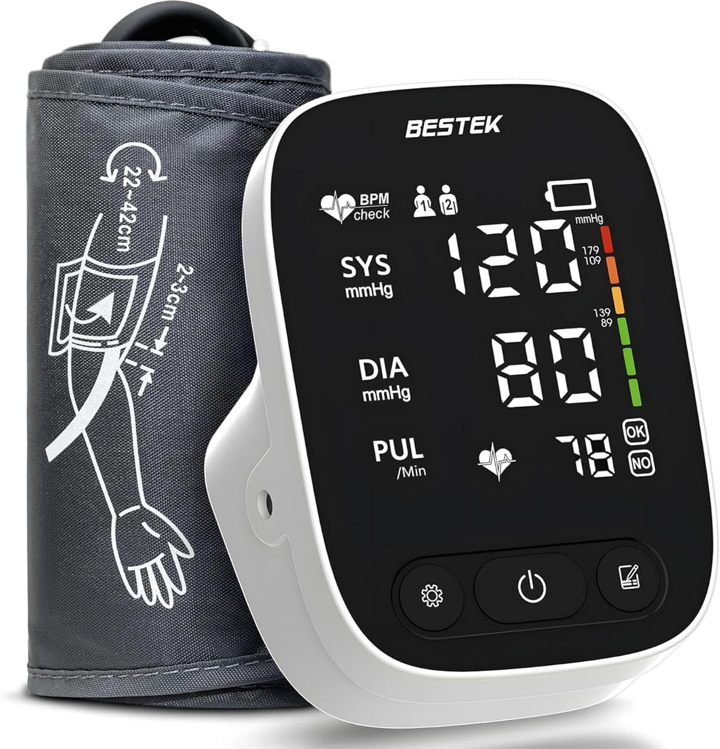 BESTEK Automatic Arm Blood Pressure Monitor, Digital LED Voice BP Cuff

